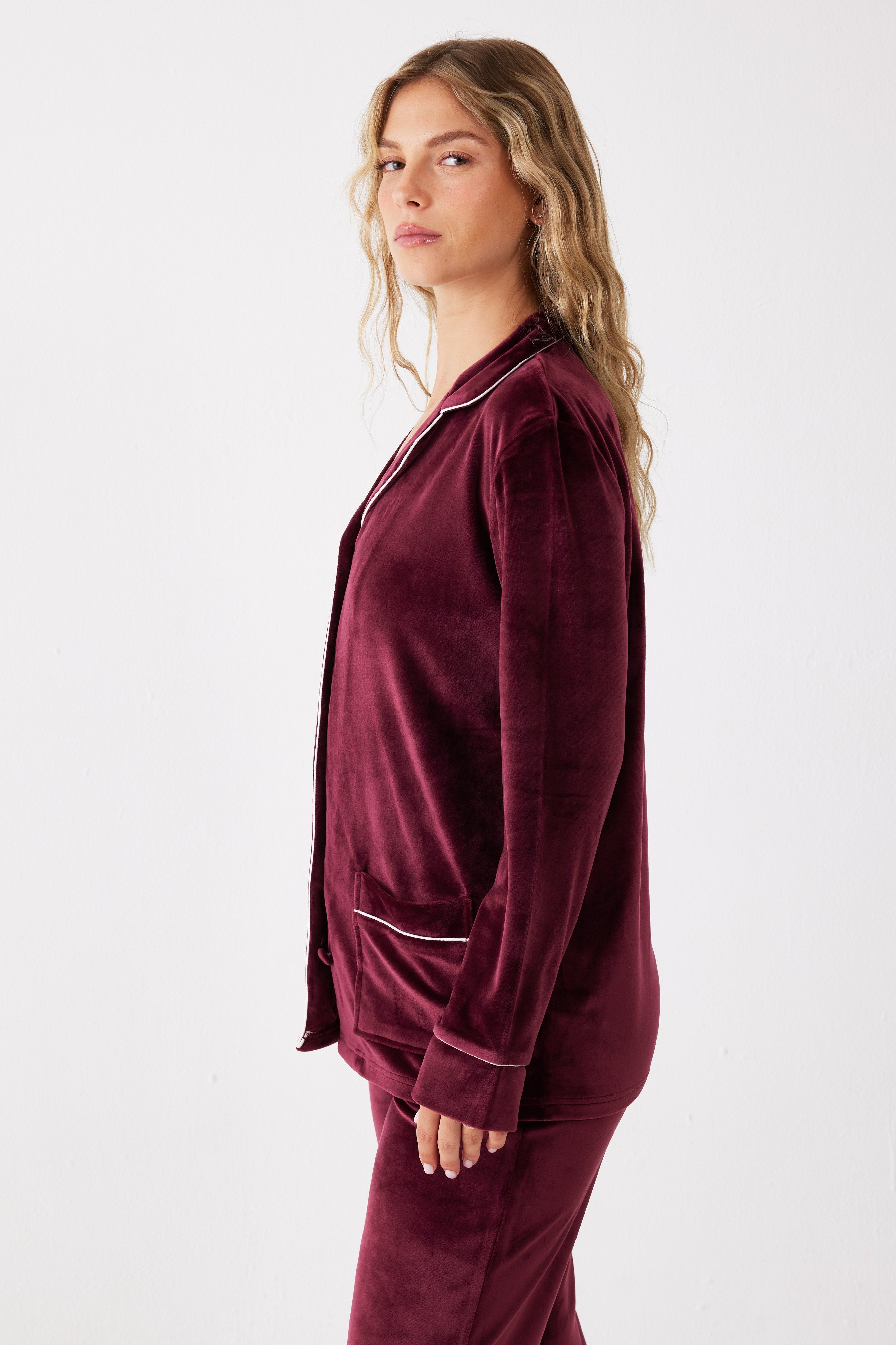 סט חליפה מכופתרת פספול קטיפה