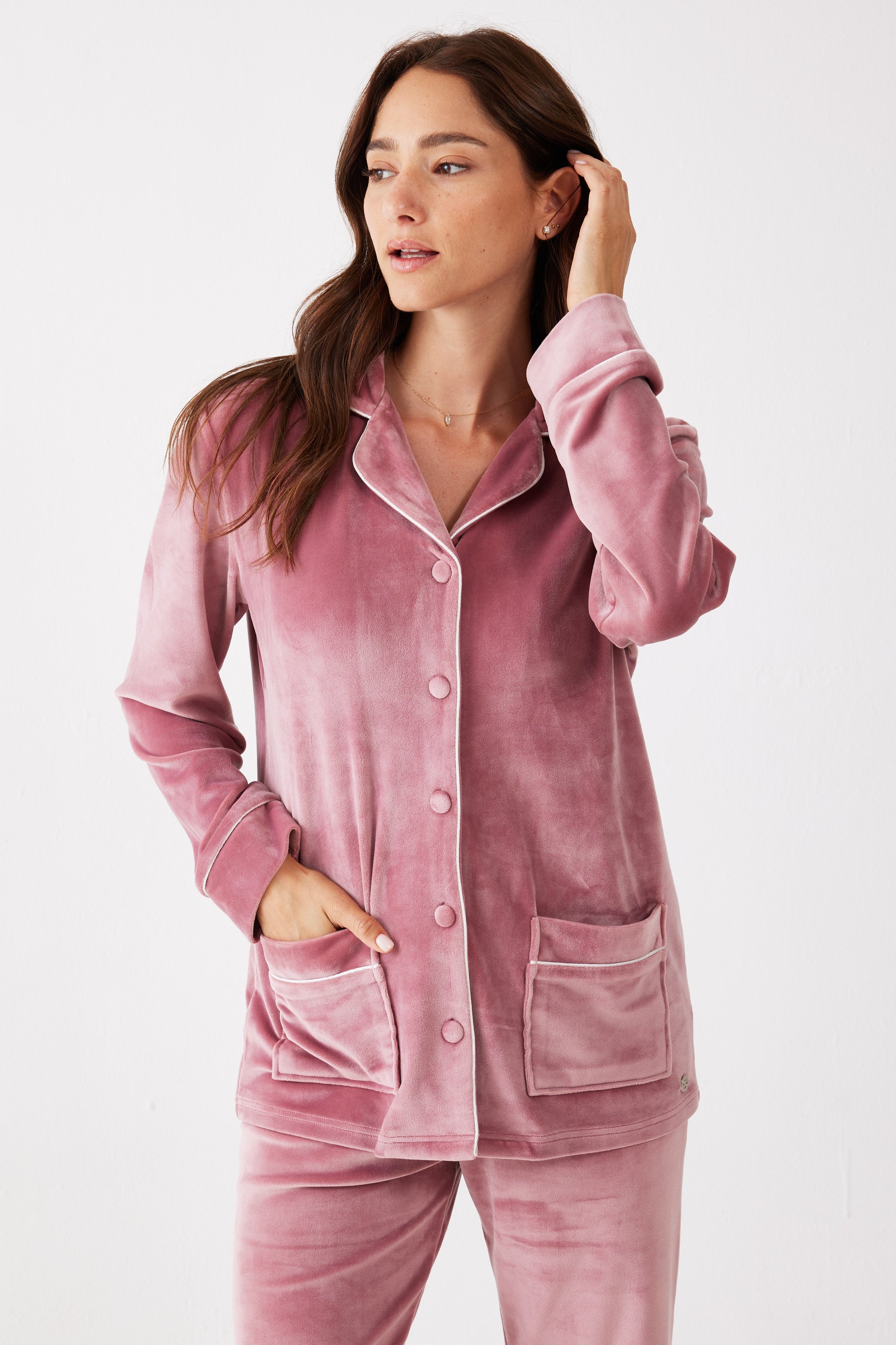 סט חליפה מכופתרת פספול קטיפה