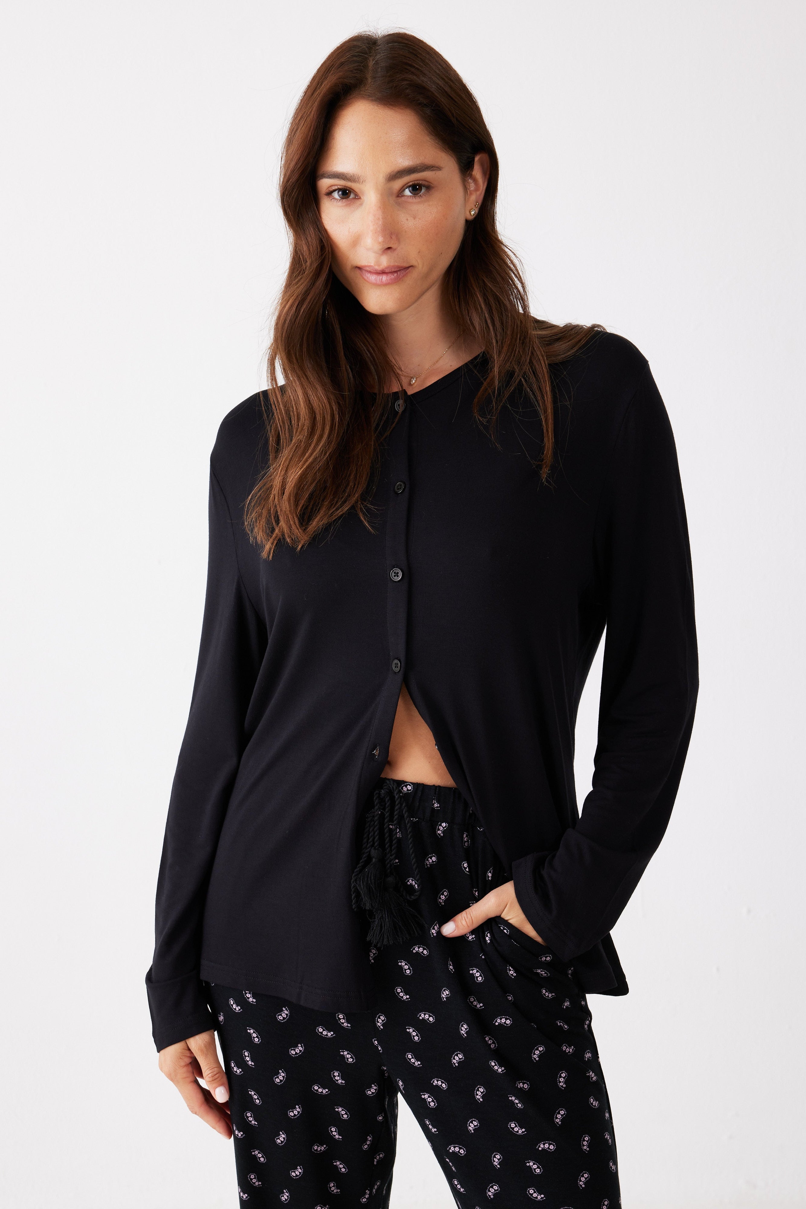 פיג'מה כפתורים הדפס ויסקוזה