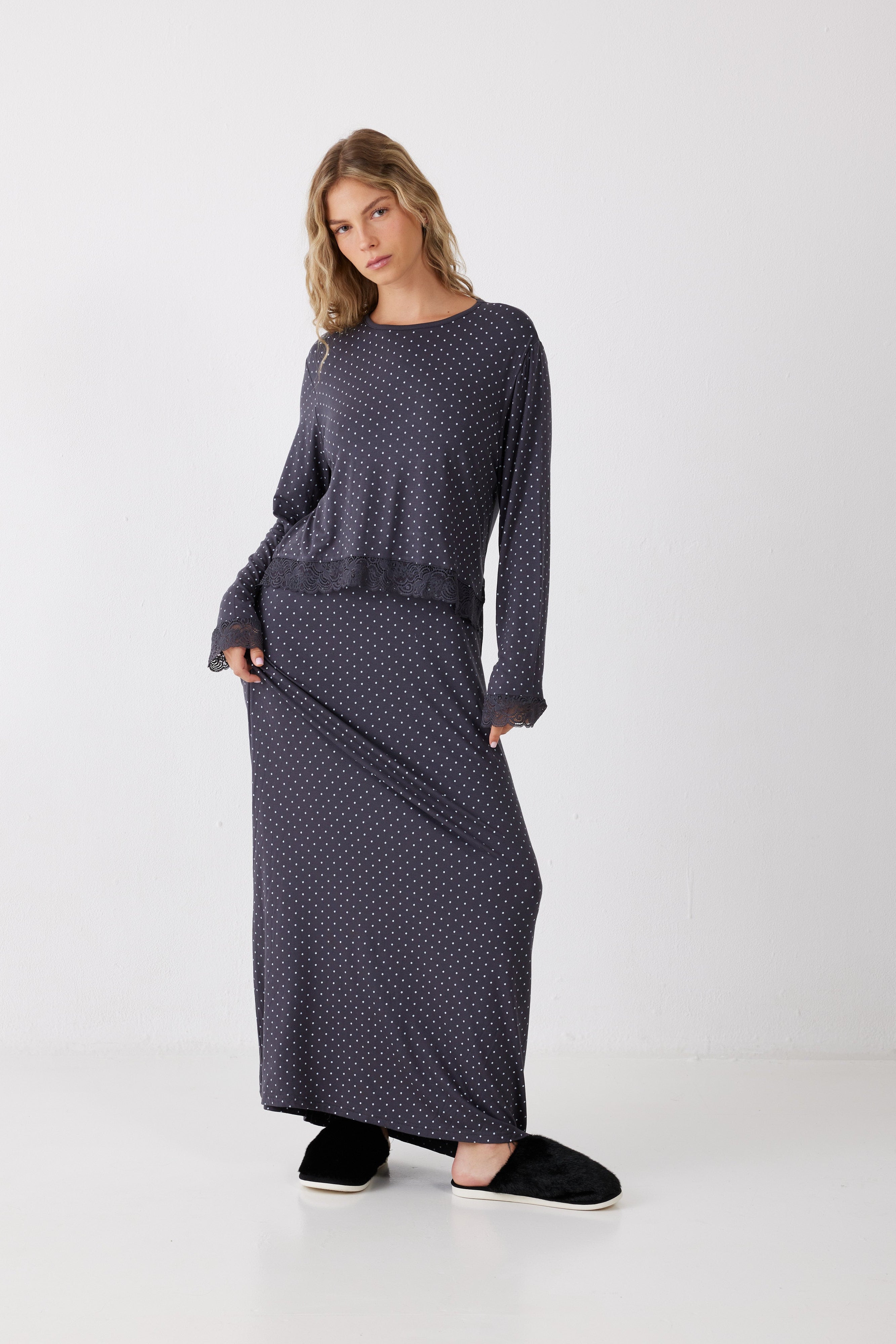 כותונת שרוול 3/4 נקודות ויסקוזה