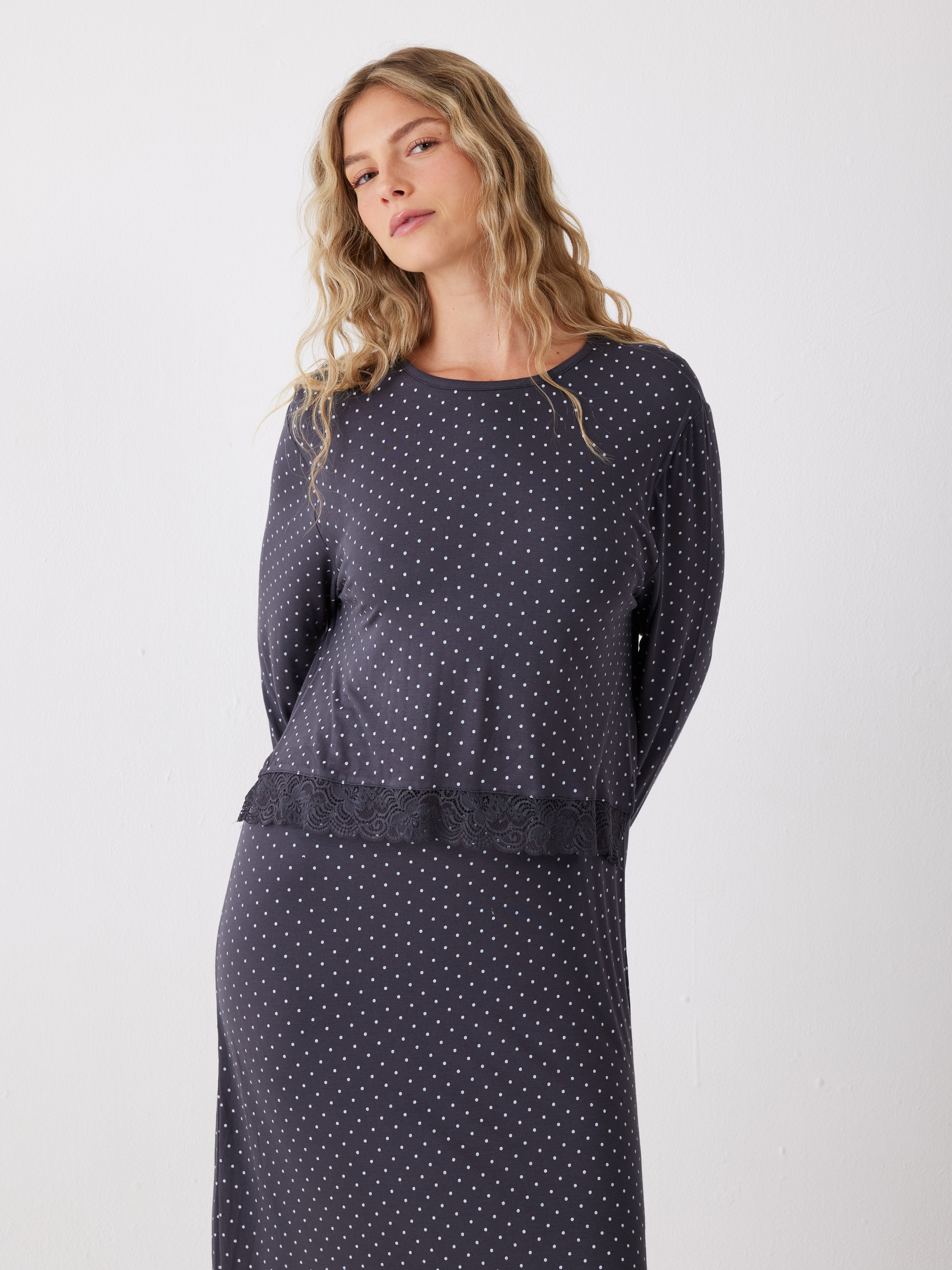 כותונת שרוול 3/4 נקודות ויסקוזה