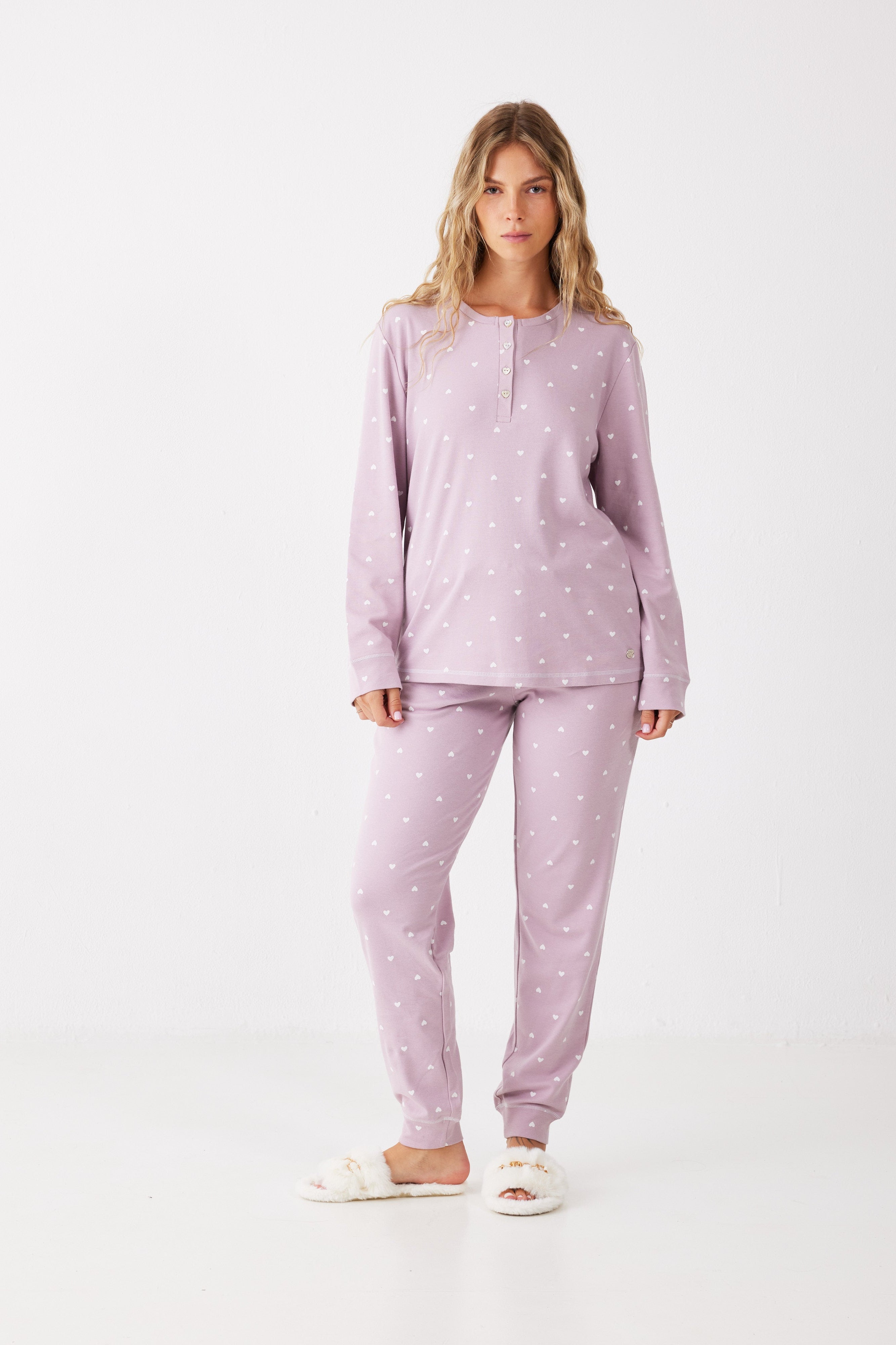 פיג'מה לבבות כותנה *