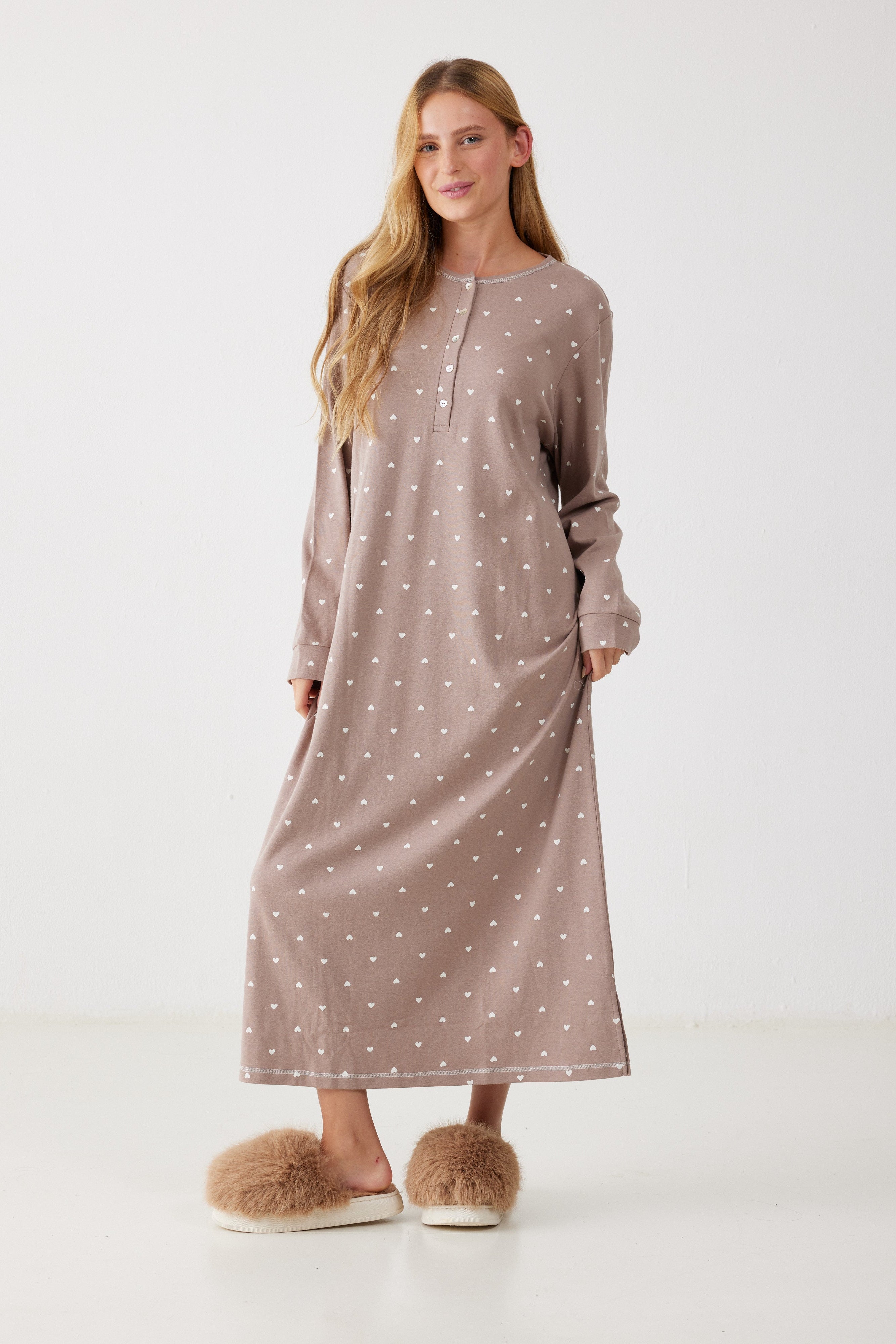 כותונת לילה לבבות כותנה