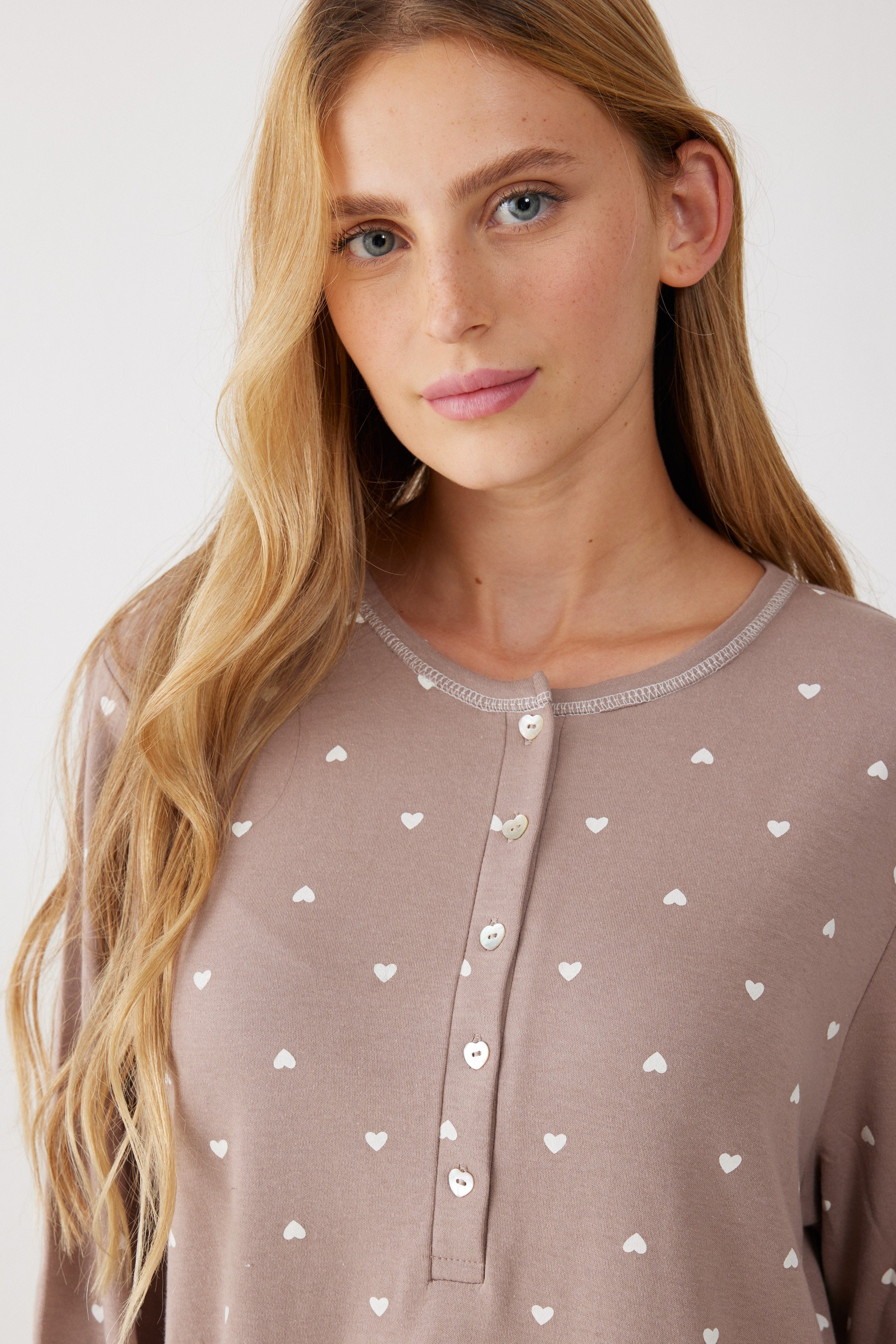 כותונת לילה לבבות כותנה