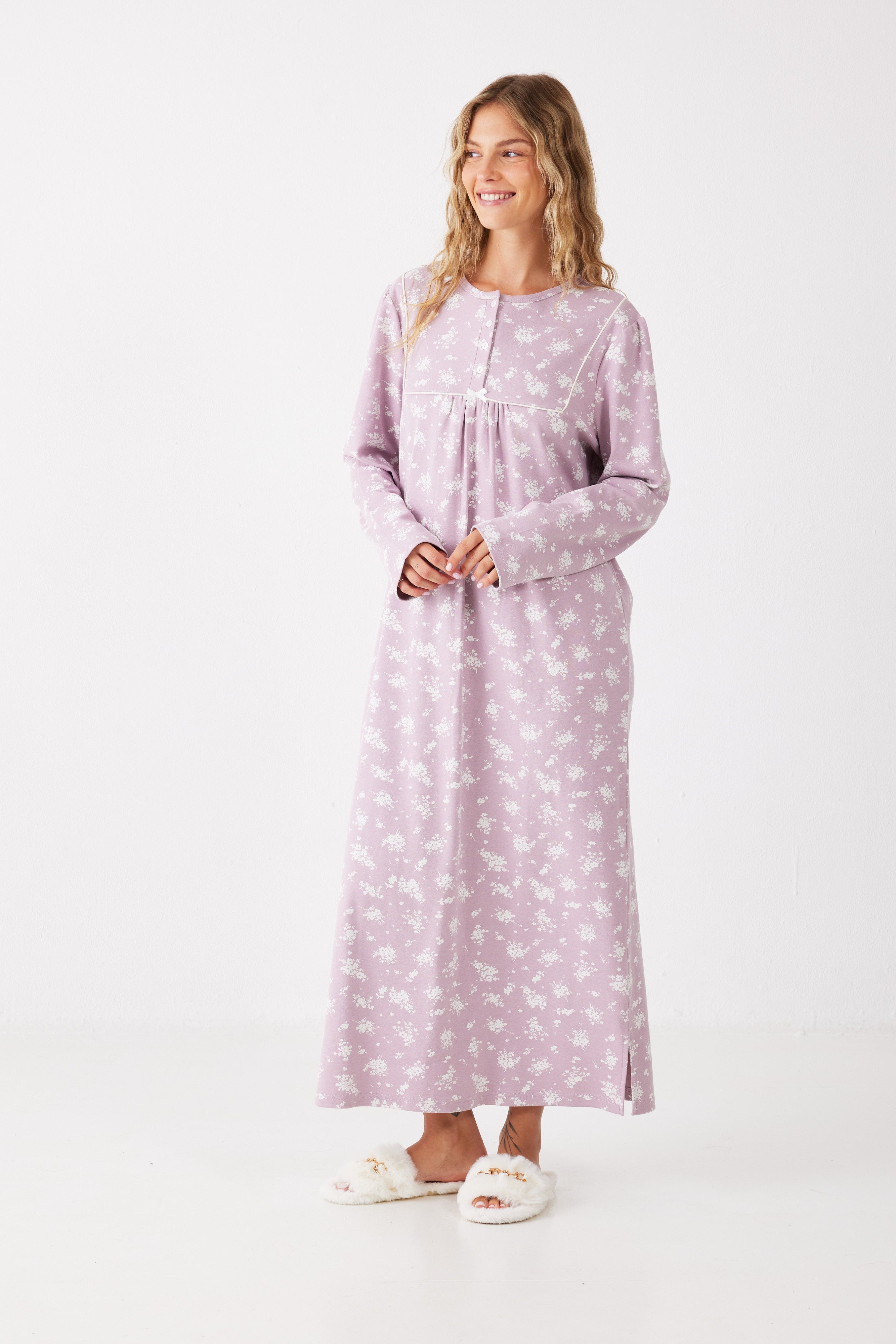 כותונת לילה פרחונית כותנה