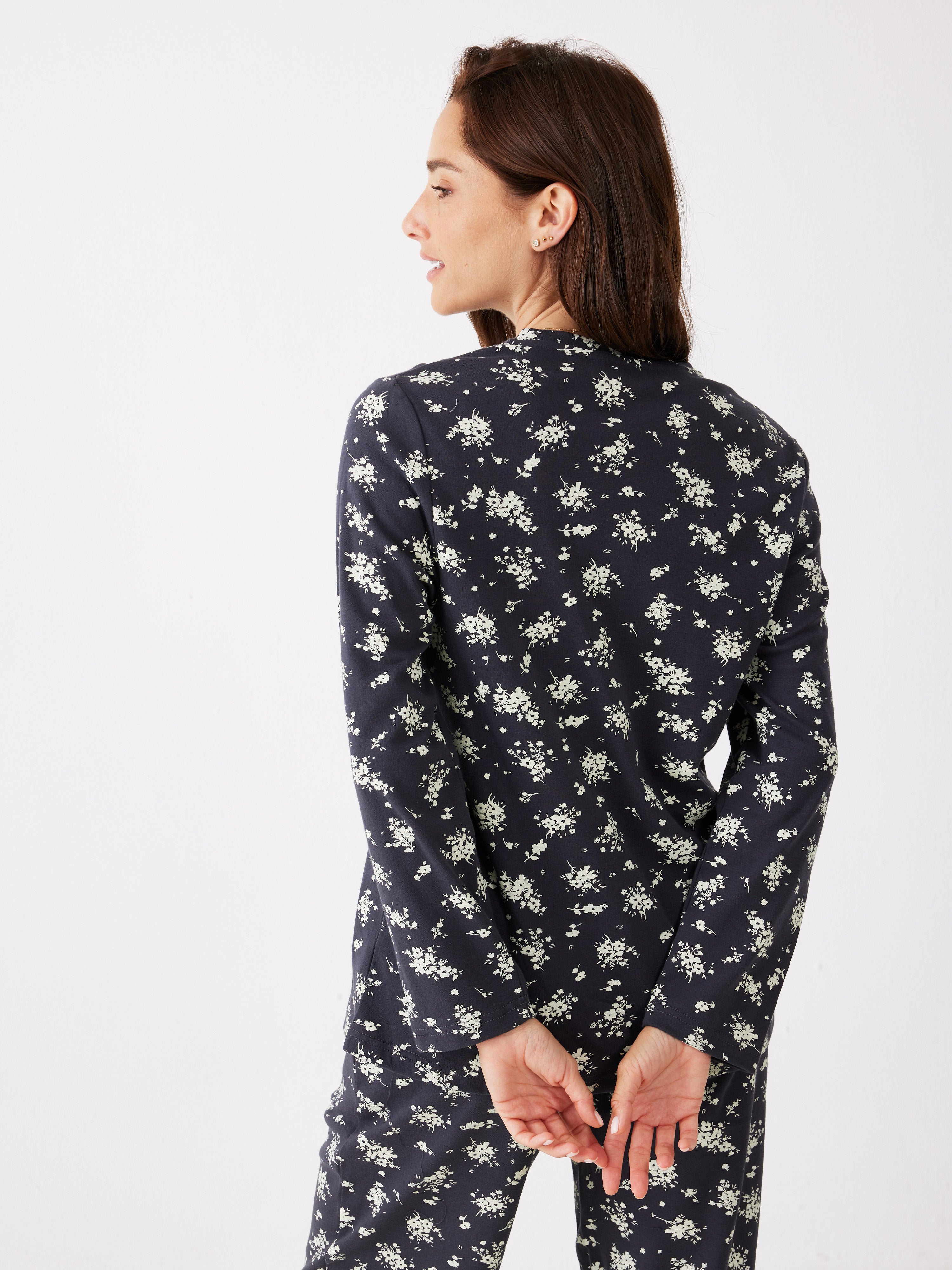 סט פיג'מה פרחים 100% כותנה