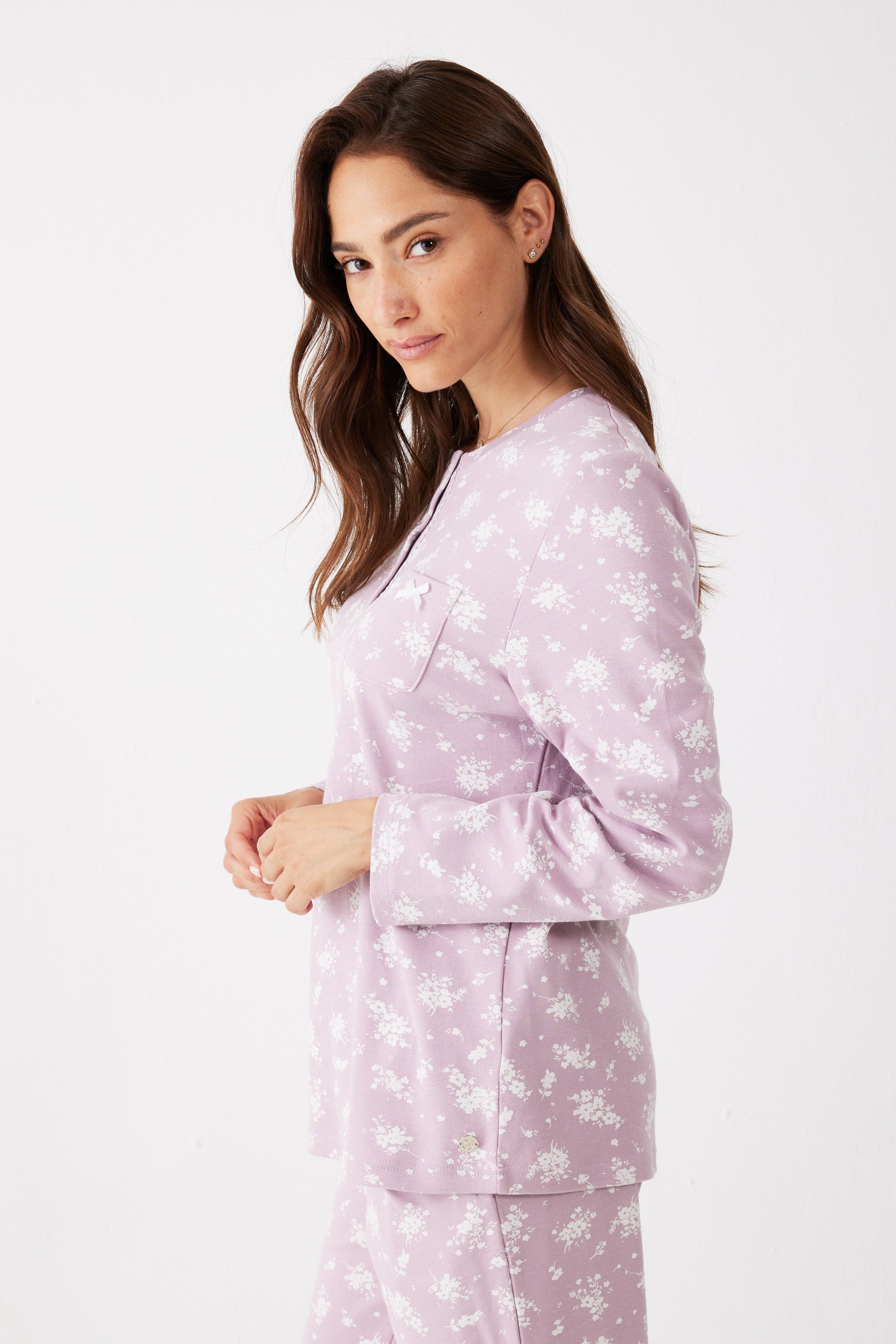 סט פיג'מה פרחים 100% כותנה