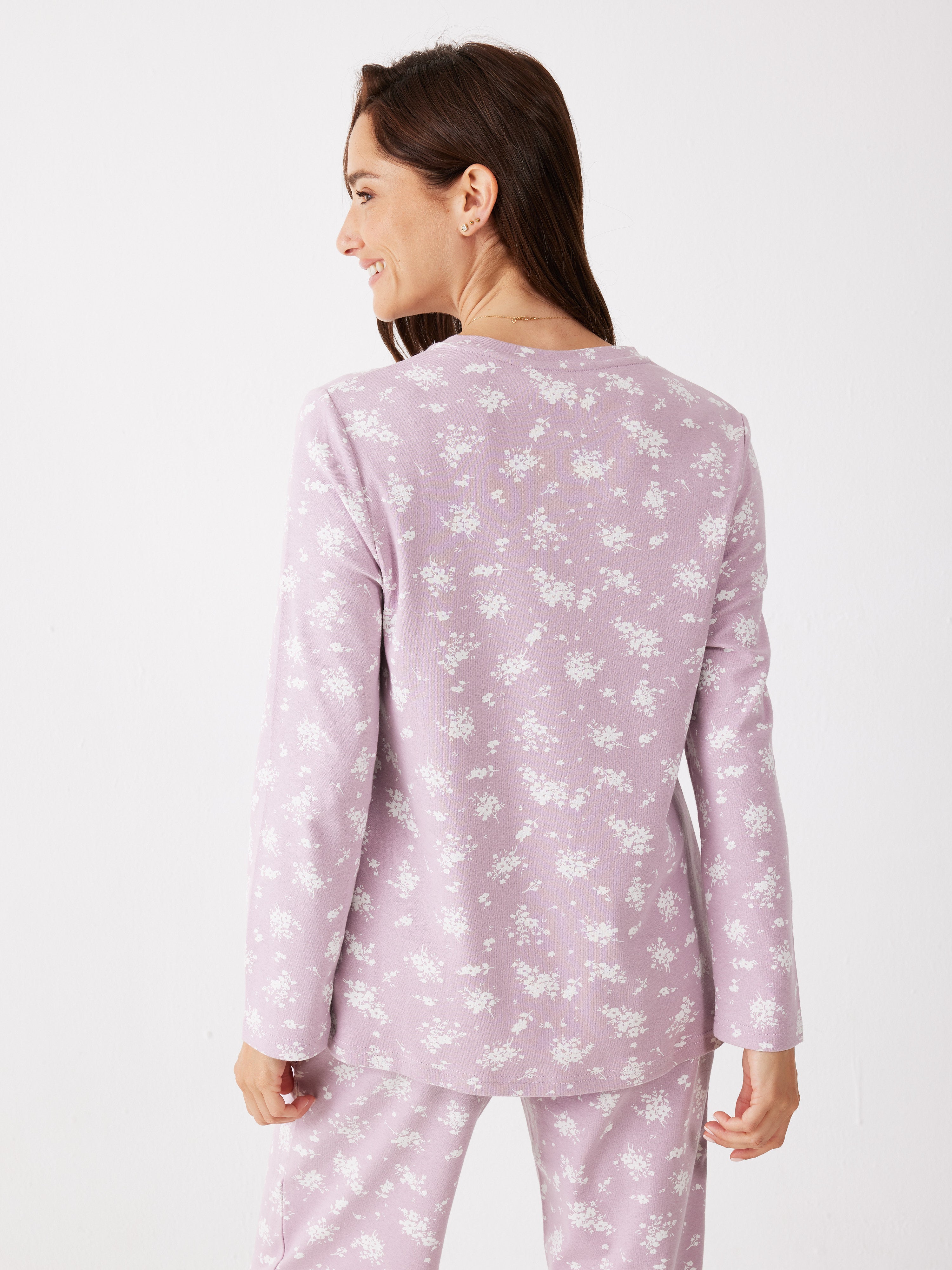 סט פיג'מה פרחים 100% כותנה