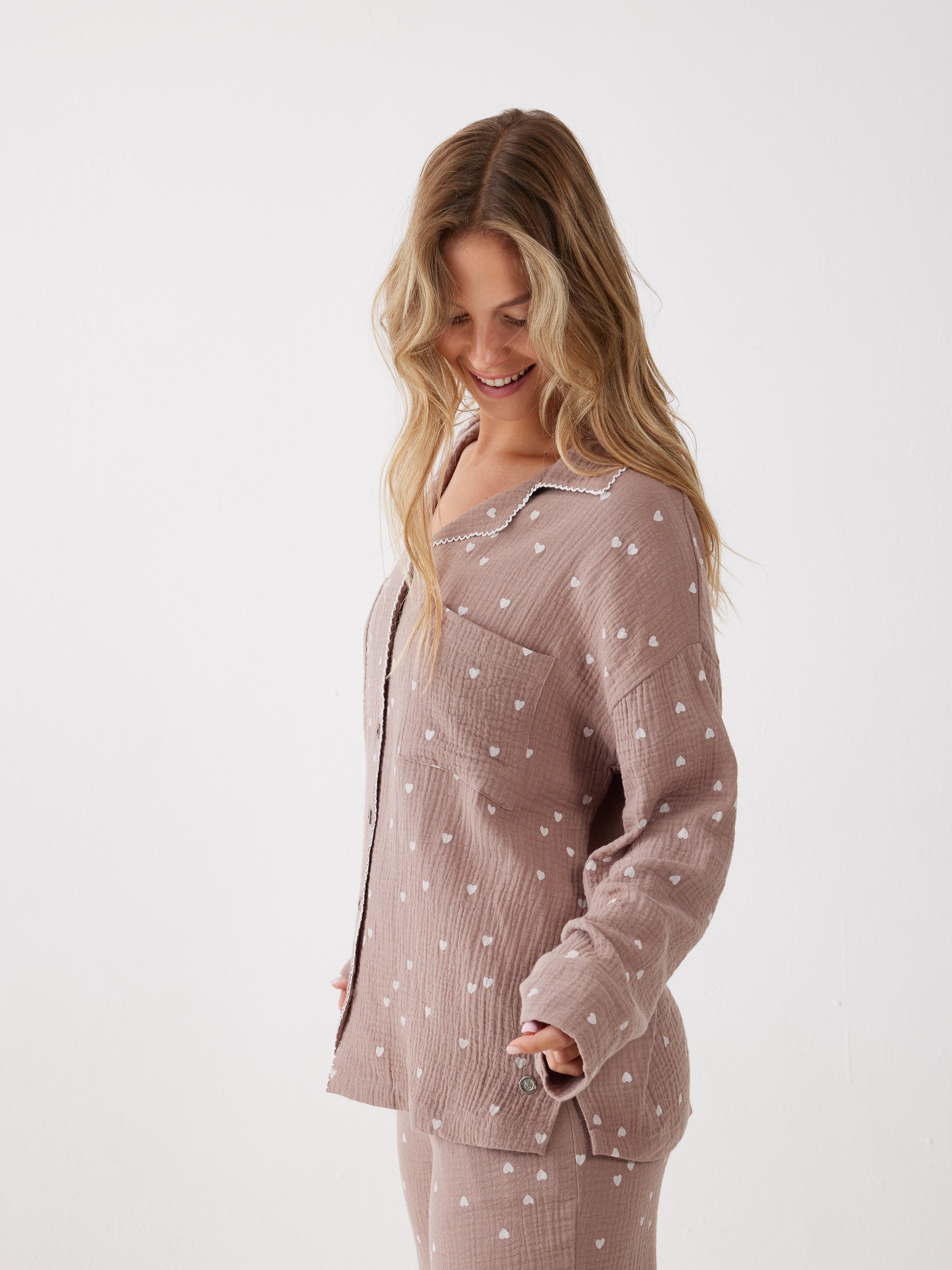 פיג'מה מכופתרת לבבות טטרה