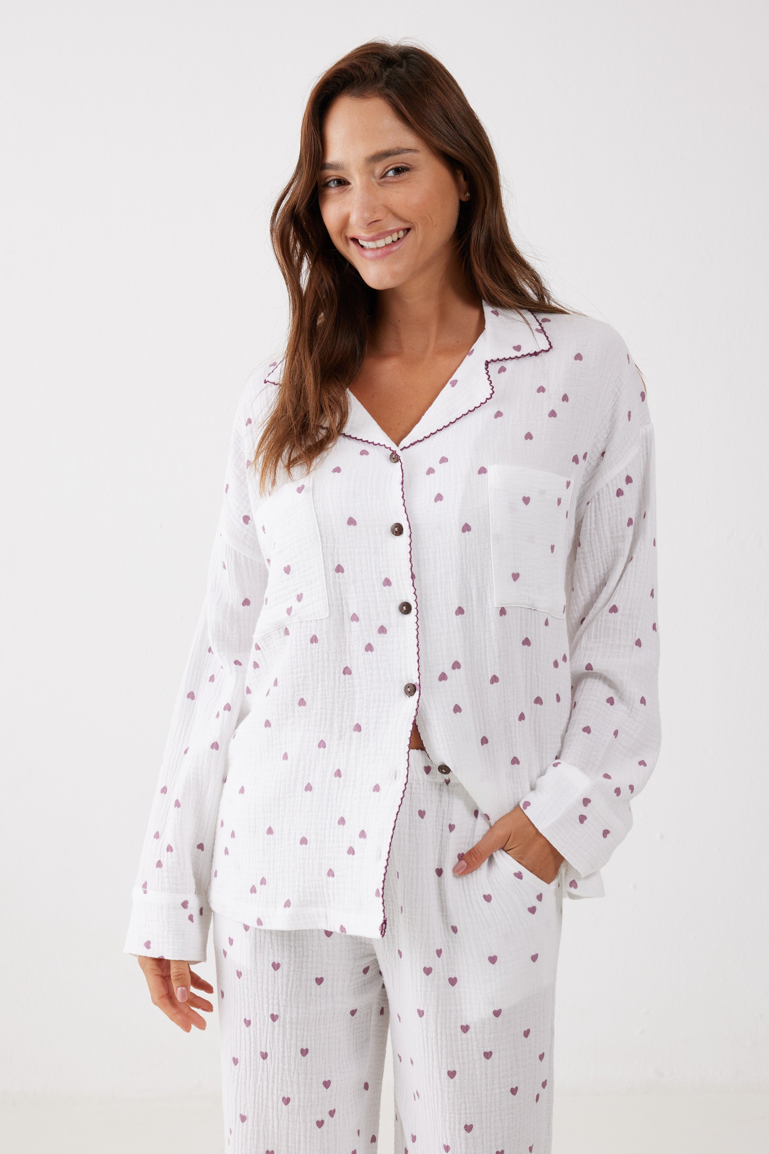 פיג'מה מכופתרת לבבות טטרה