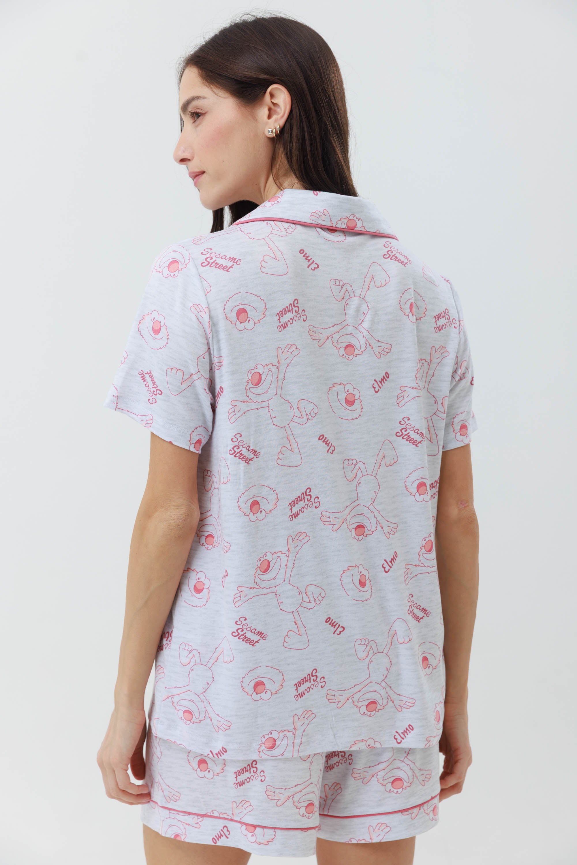 Yummy Print – פיג'מת סומסום לנשים מכופתרת מכנס קצר