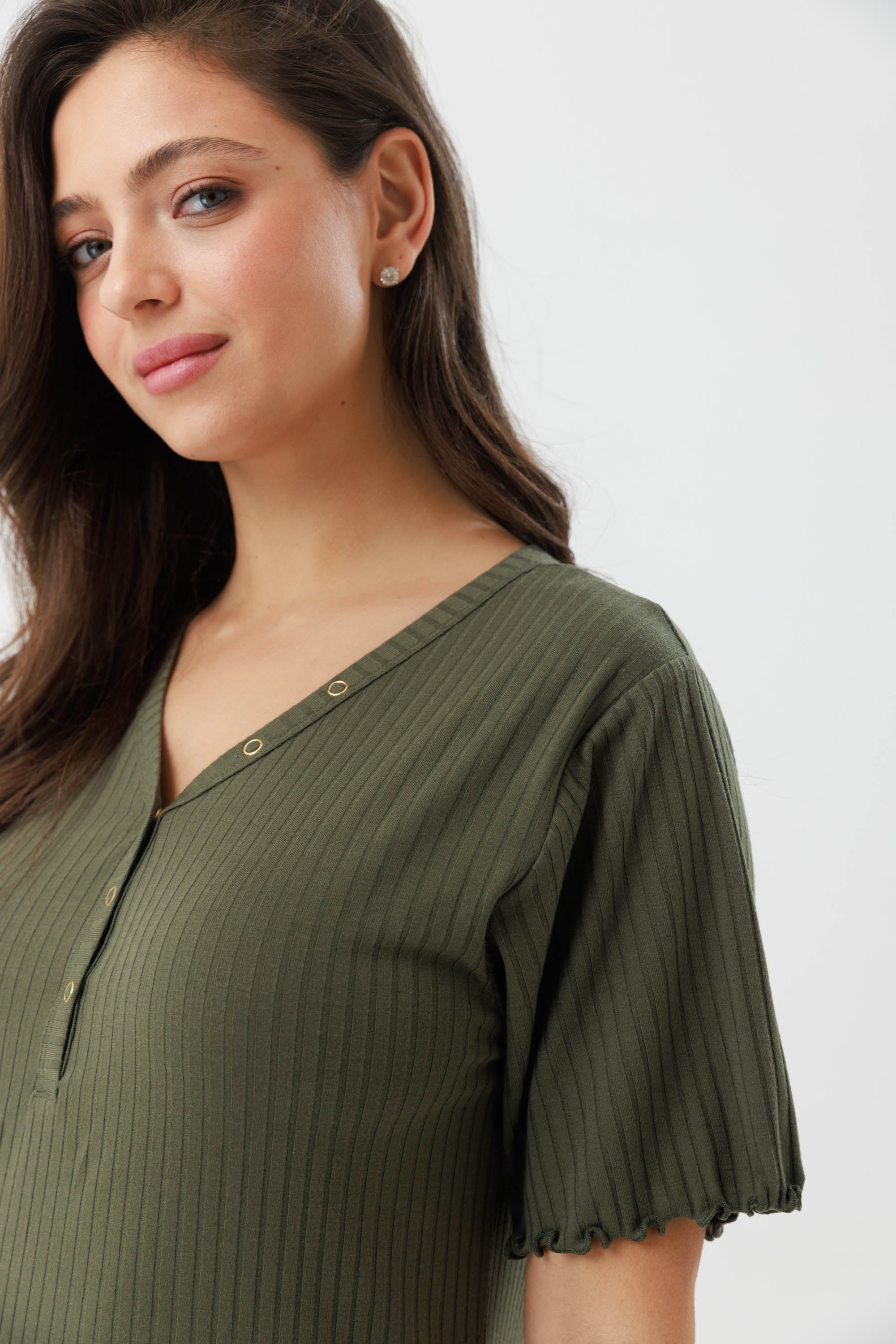 שמלת פנאי ריב ירוק זית – ויסקוזה