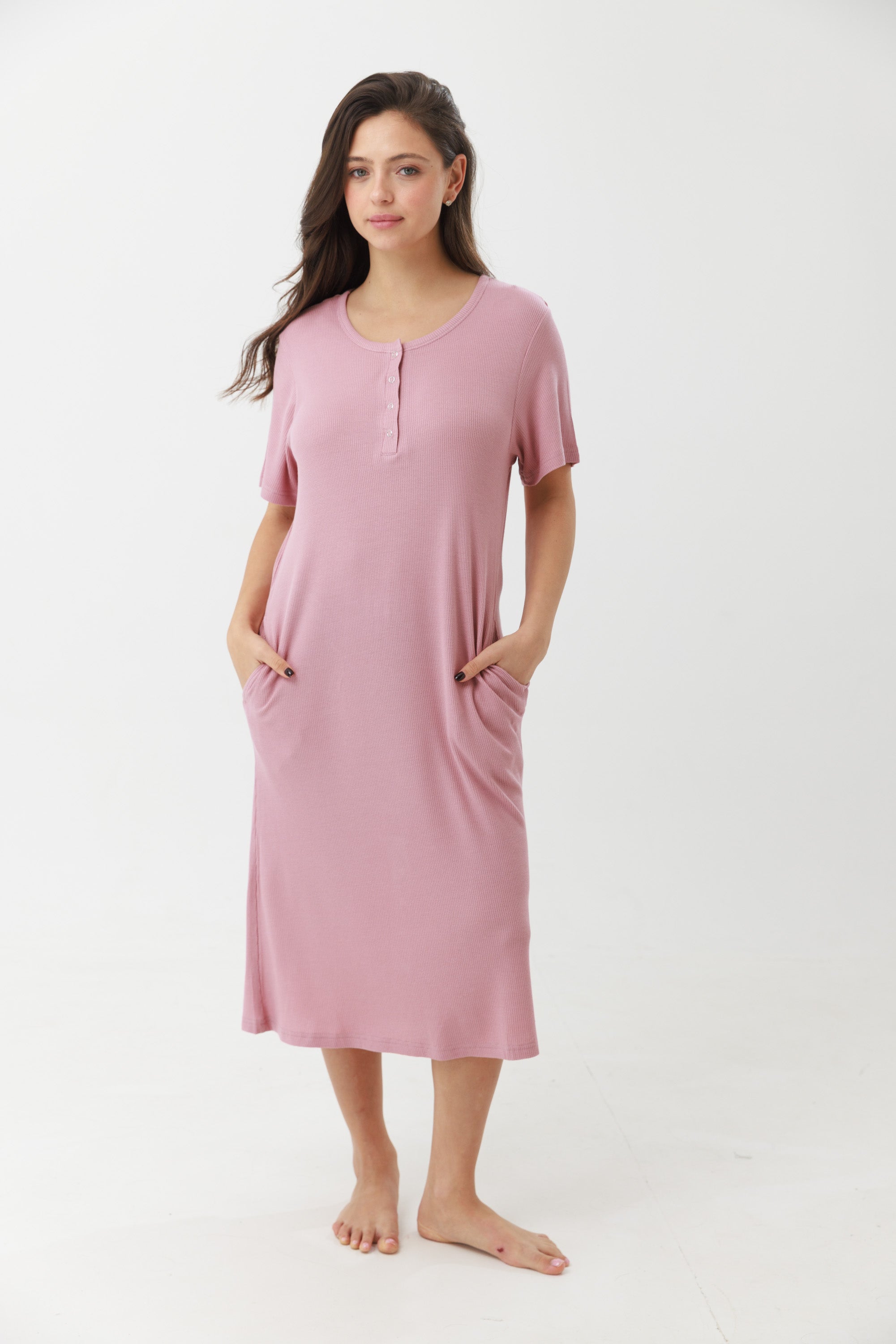 כותונת שרוול קצר וופל