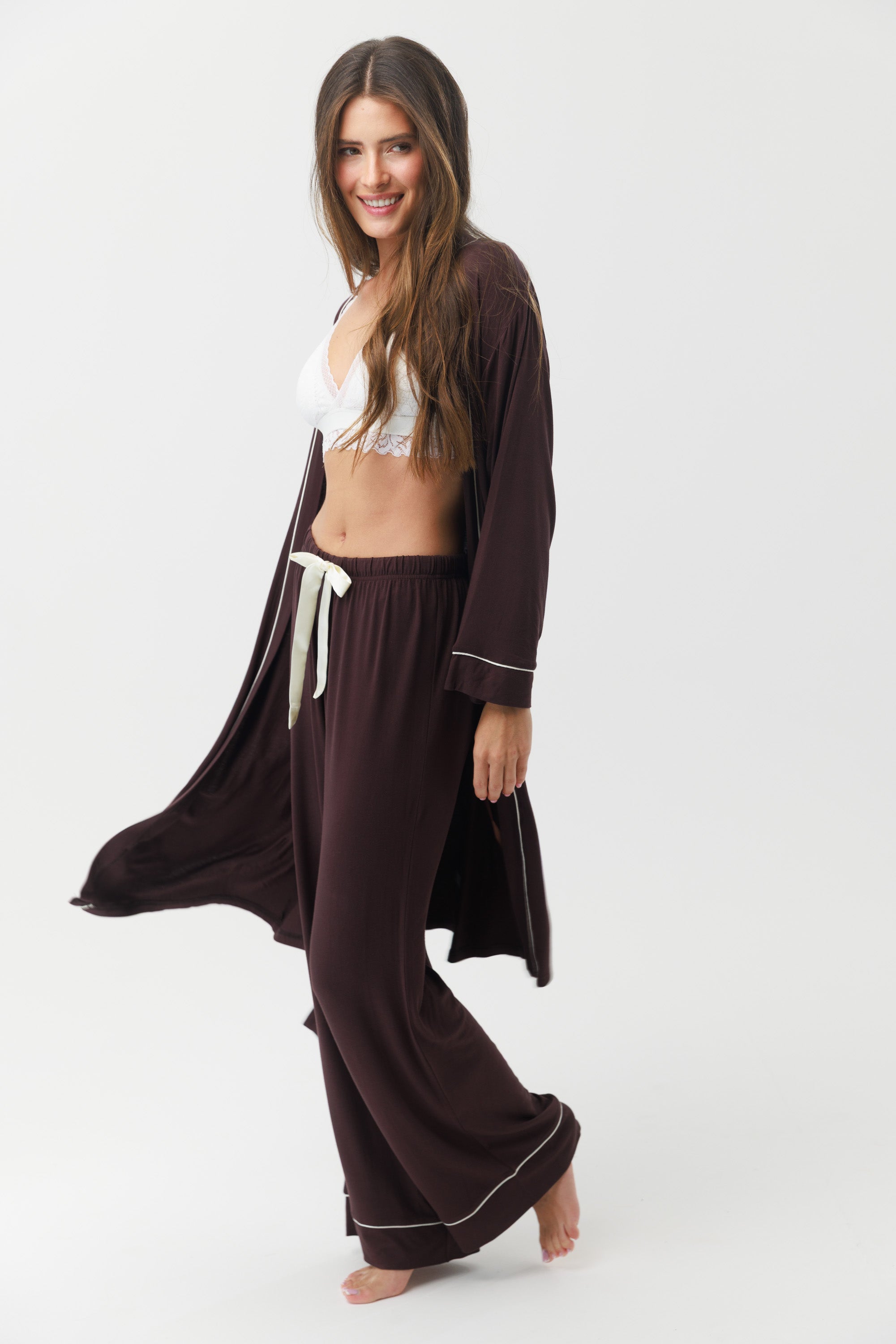 חלוק ויסקוזה - חום בצבע חום – חום כהה, תמונה 4