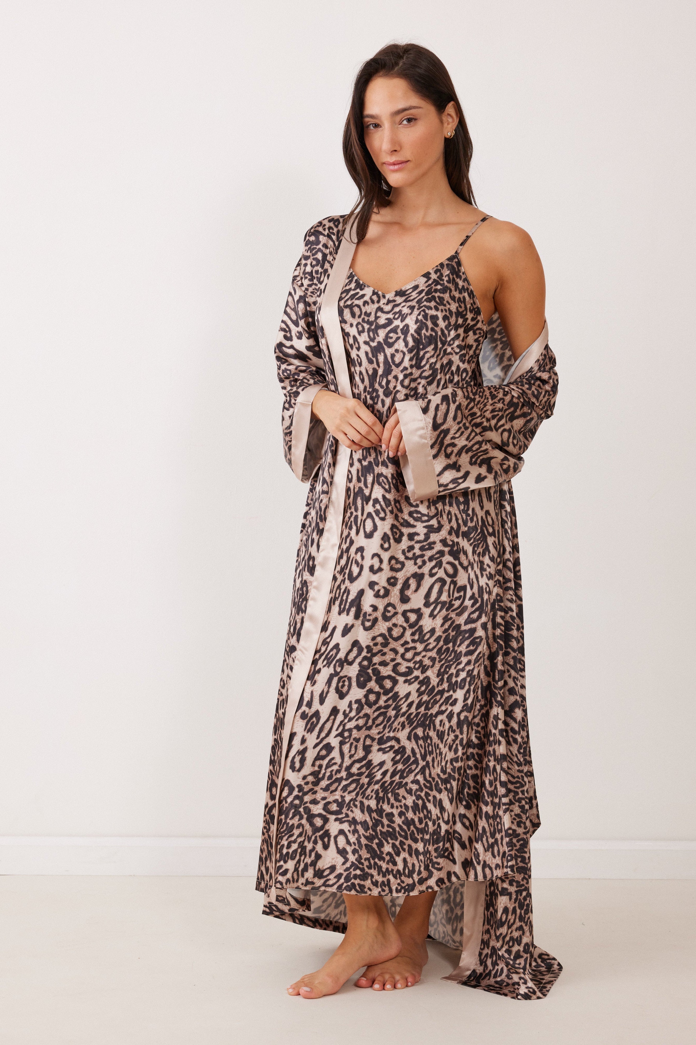 כותנת סאטן מקסי מודפס