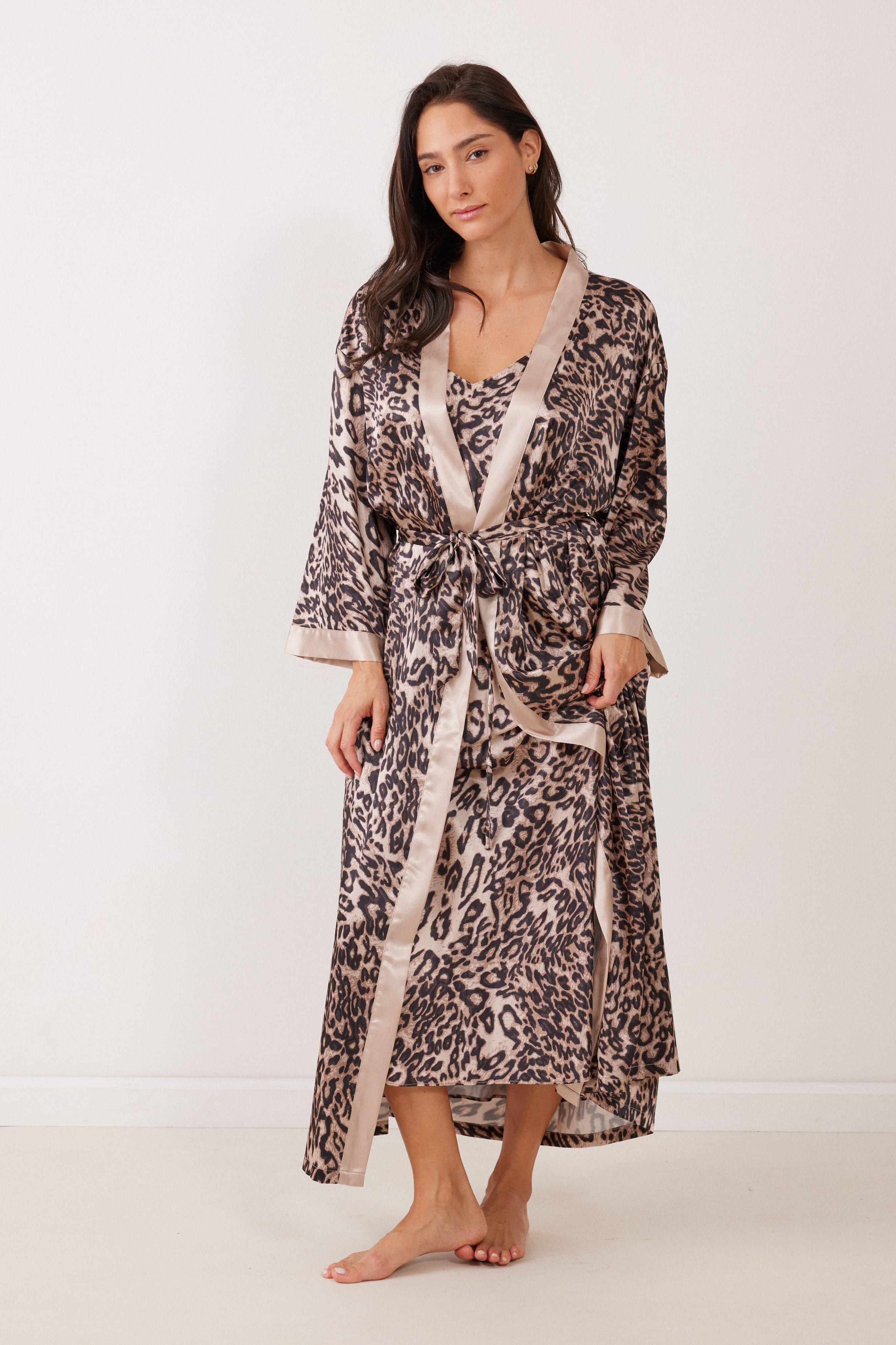 חלוק סאטן מקסי מודפס