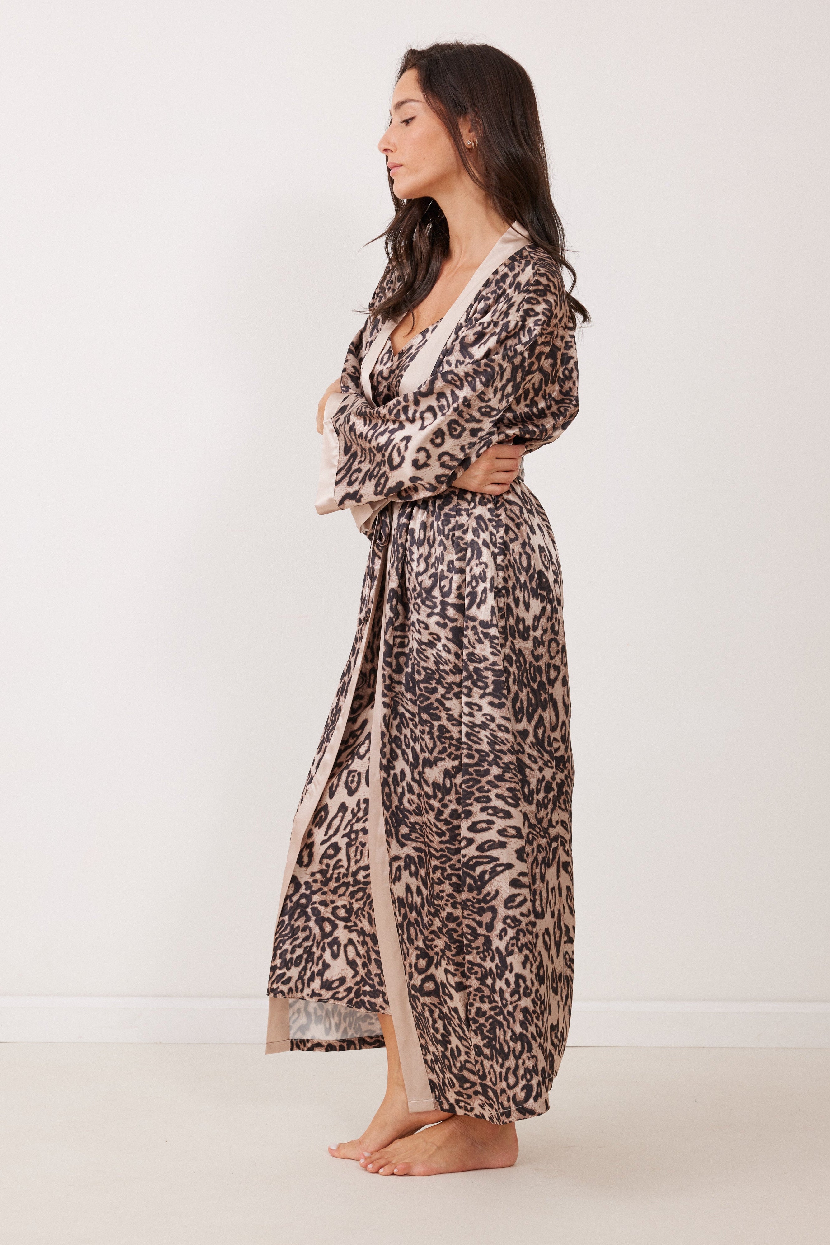 חלוק סאטן מקסי מודפס