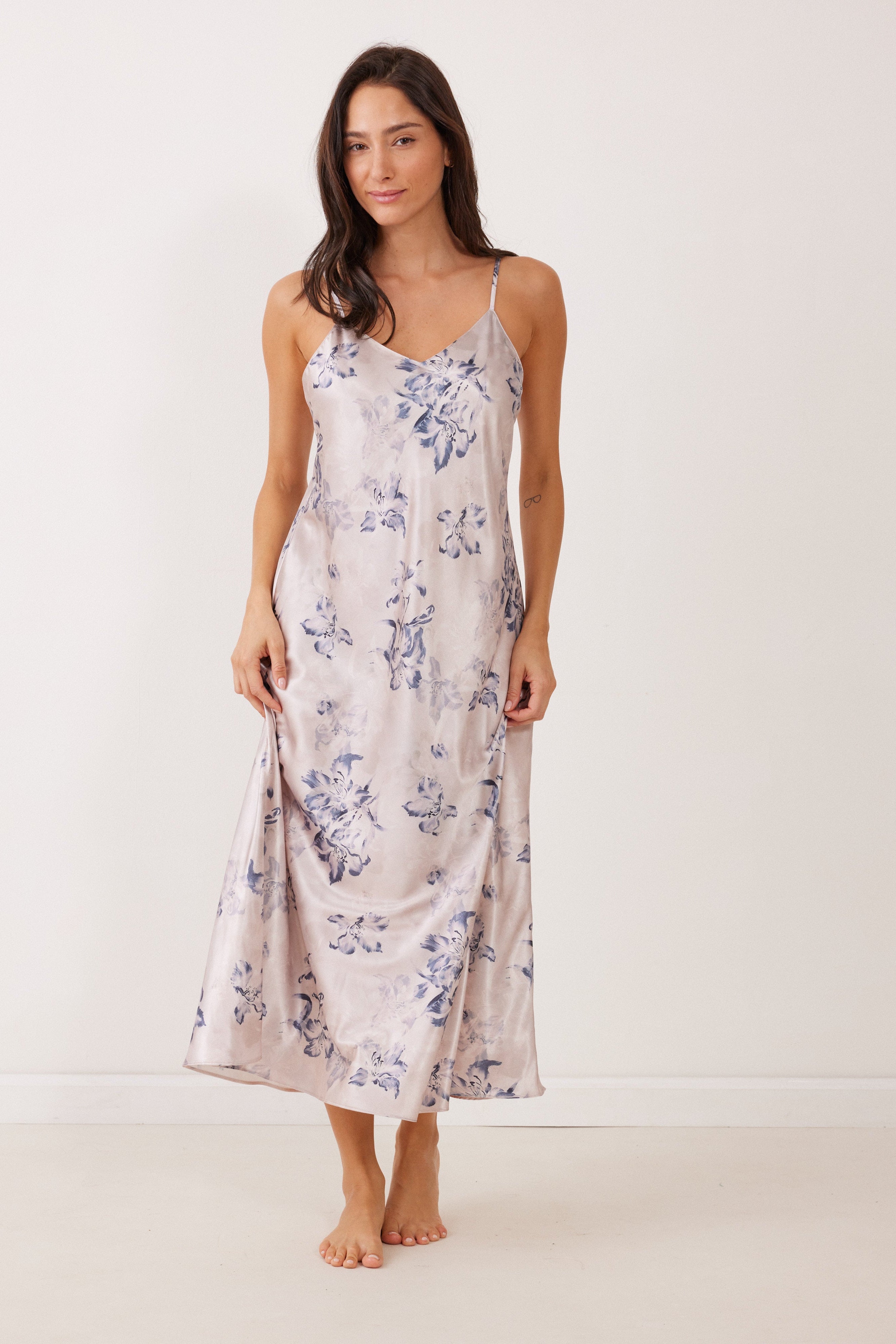 כותנת סאטן מקסי מודפס