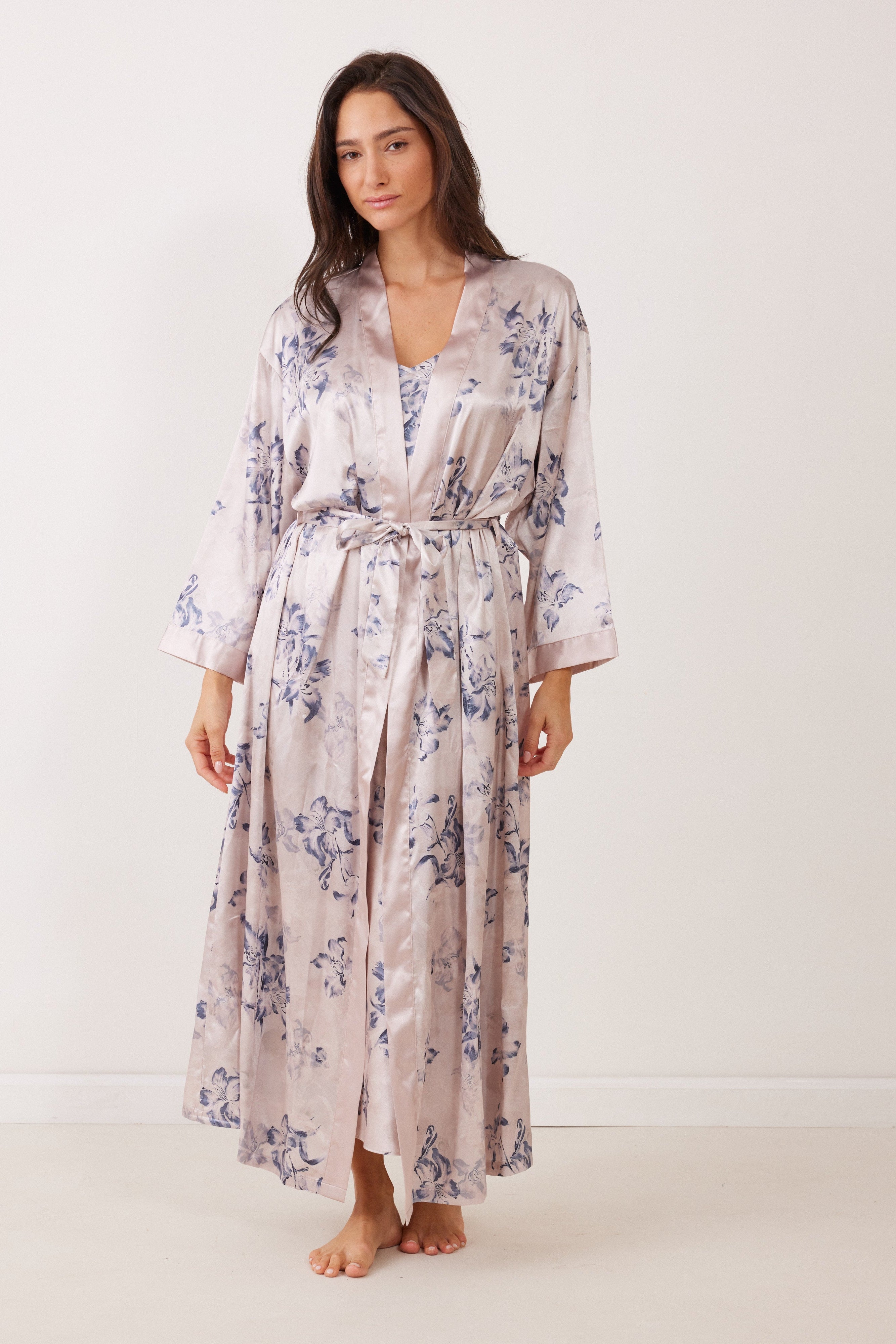 חלוק סאטן מקסי מודפס