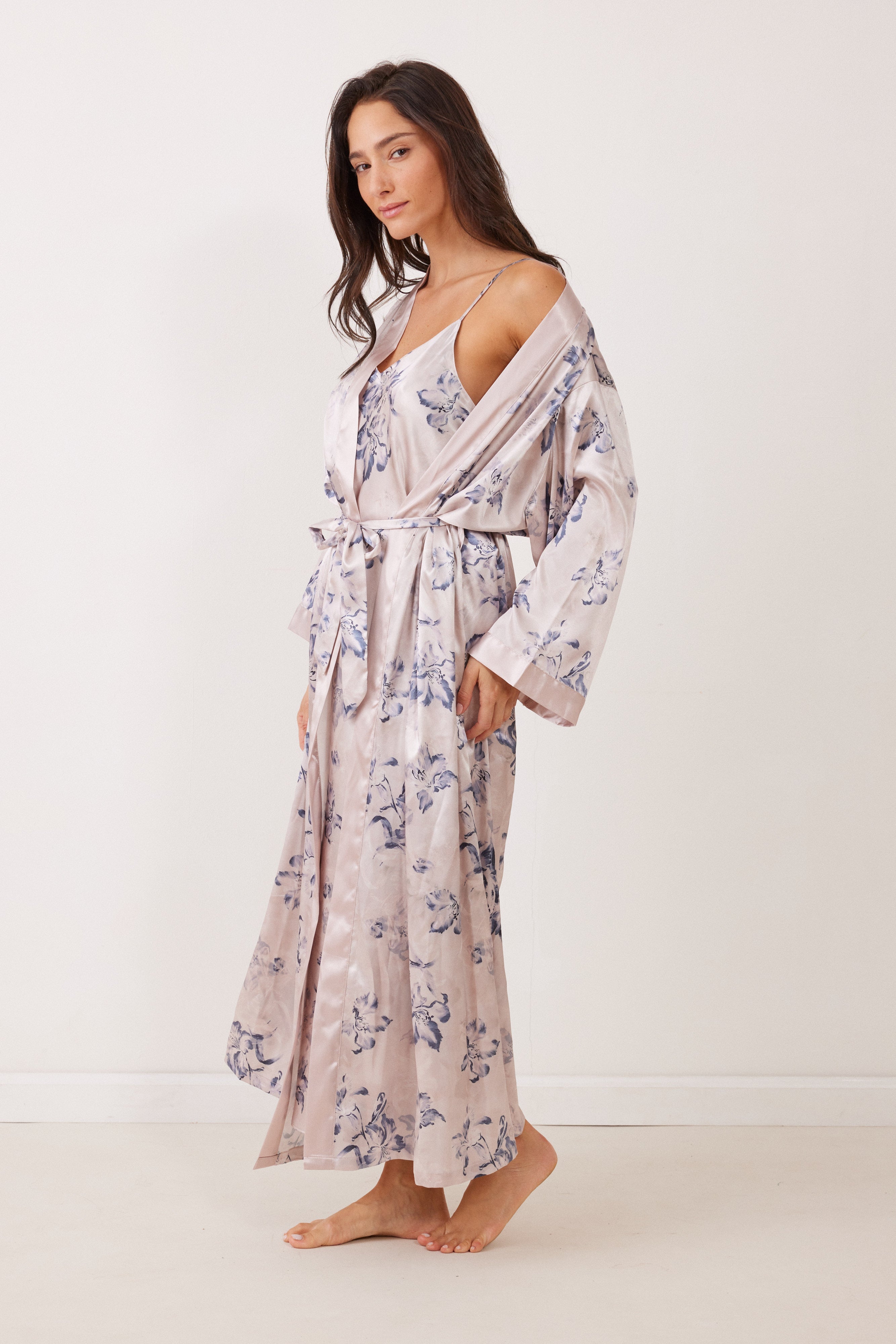 חלוק סאטן מקסי מודפס