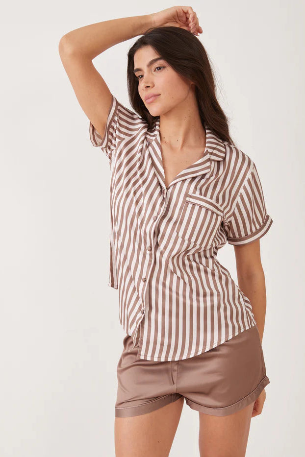 סט חליפת פנאי סאטן