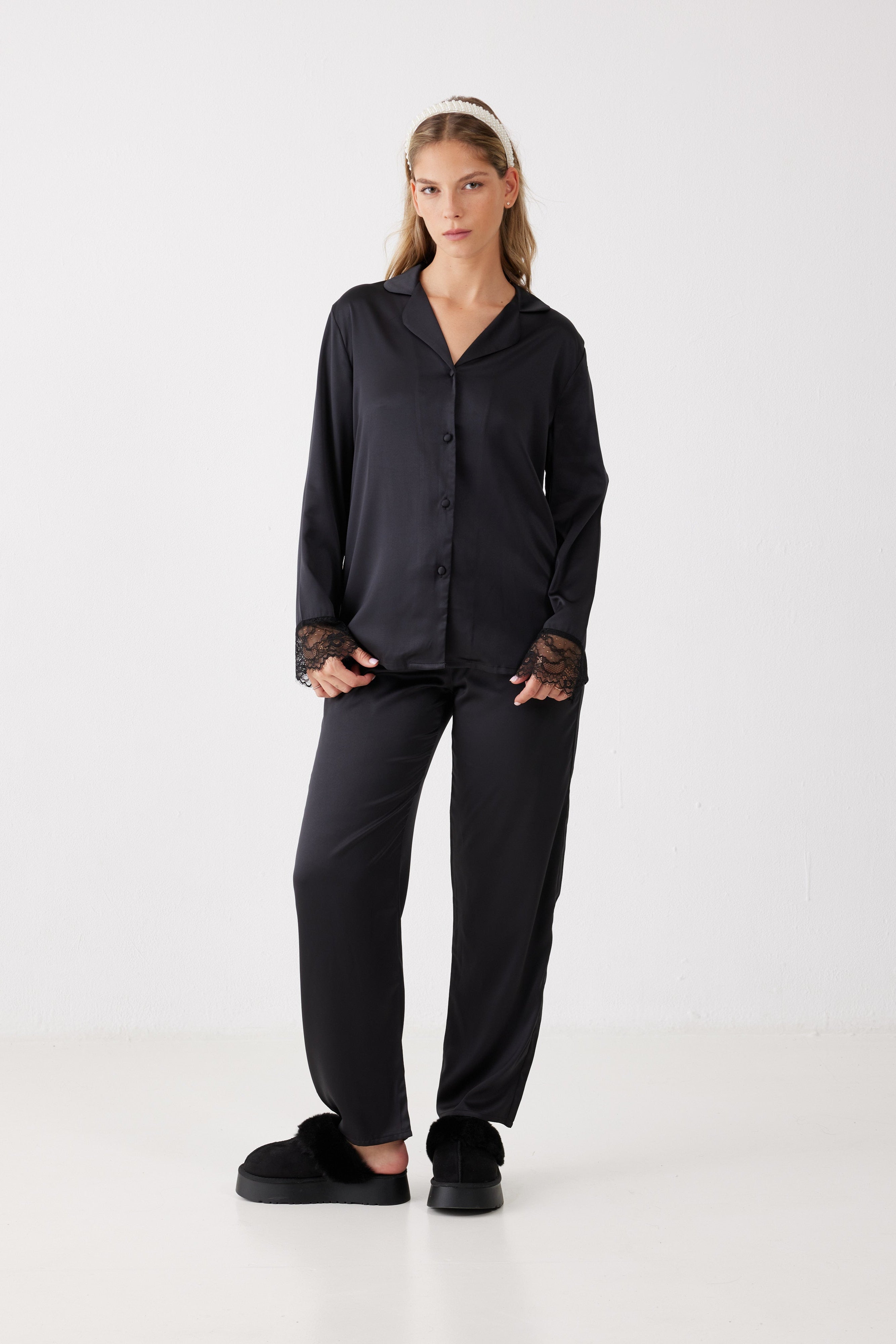 סט פיג'מה סאטן Laura