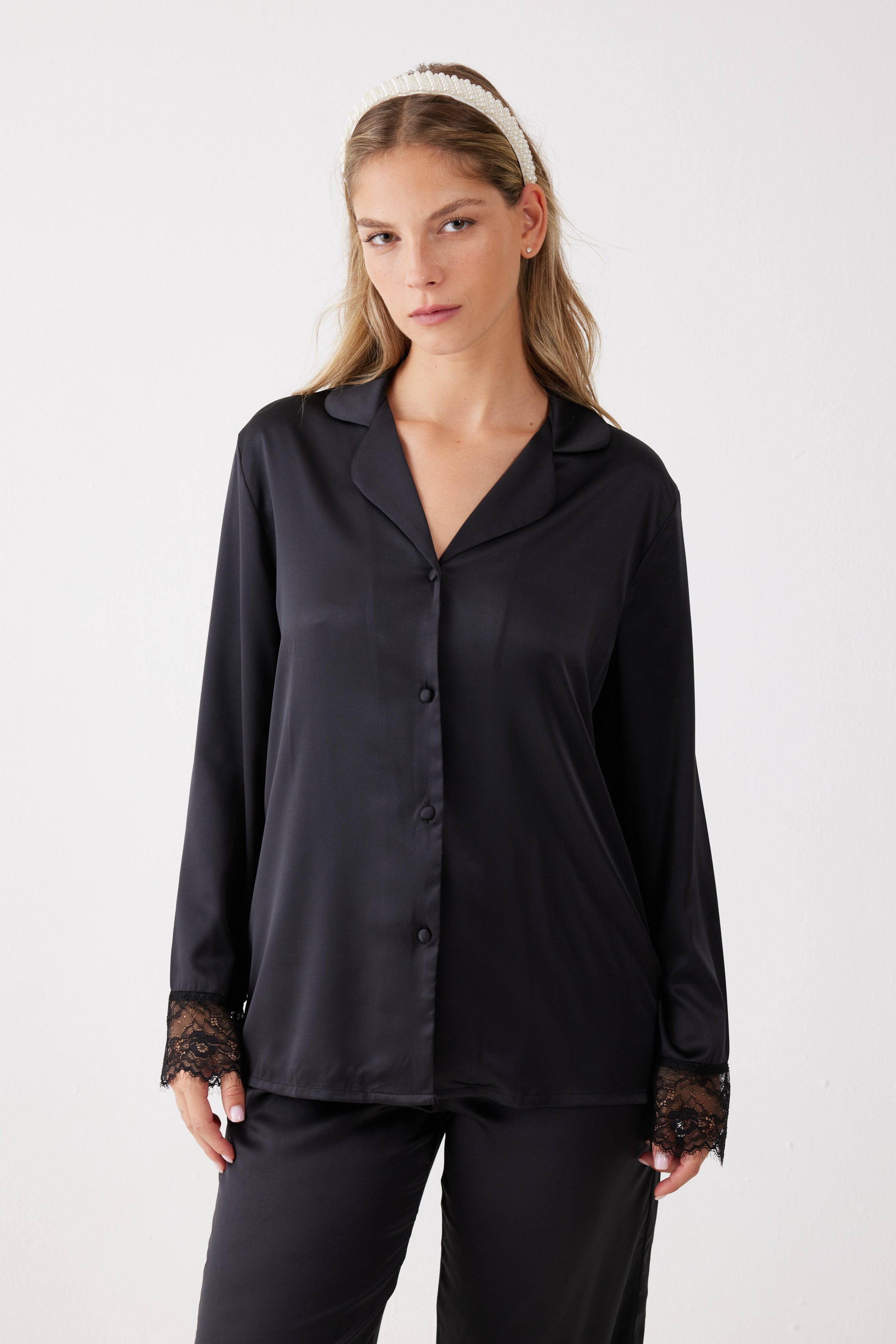 סט פיג'מה סאטן Laura