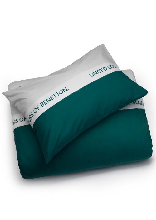 סט מיטה זוגית 140/200 סמ פס לוגו - ירוק Benetton