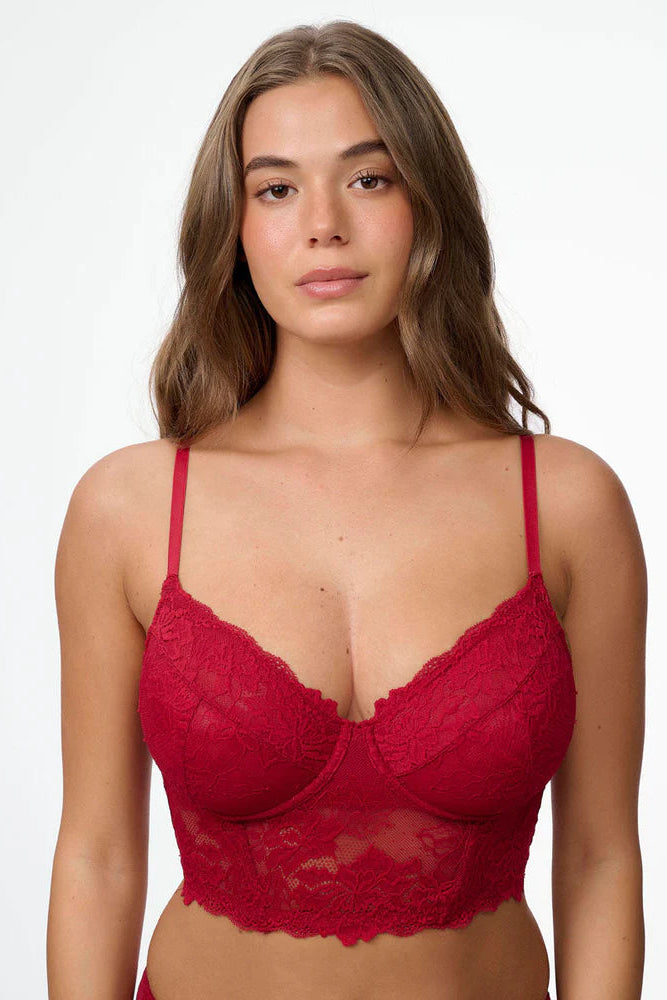 מחוך תחרה עם ברזלים ללא ריפוד במראה חזייה