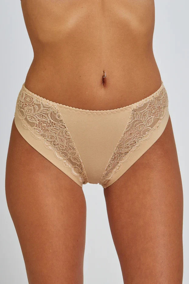 High leg cotton with lace תחתון כותנה בשילוב תחרה