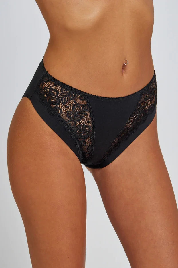 High leg cotton with lace תחתון כותנה בשילוב תחרה