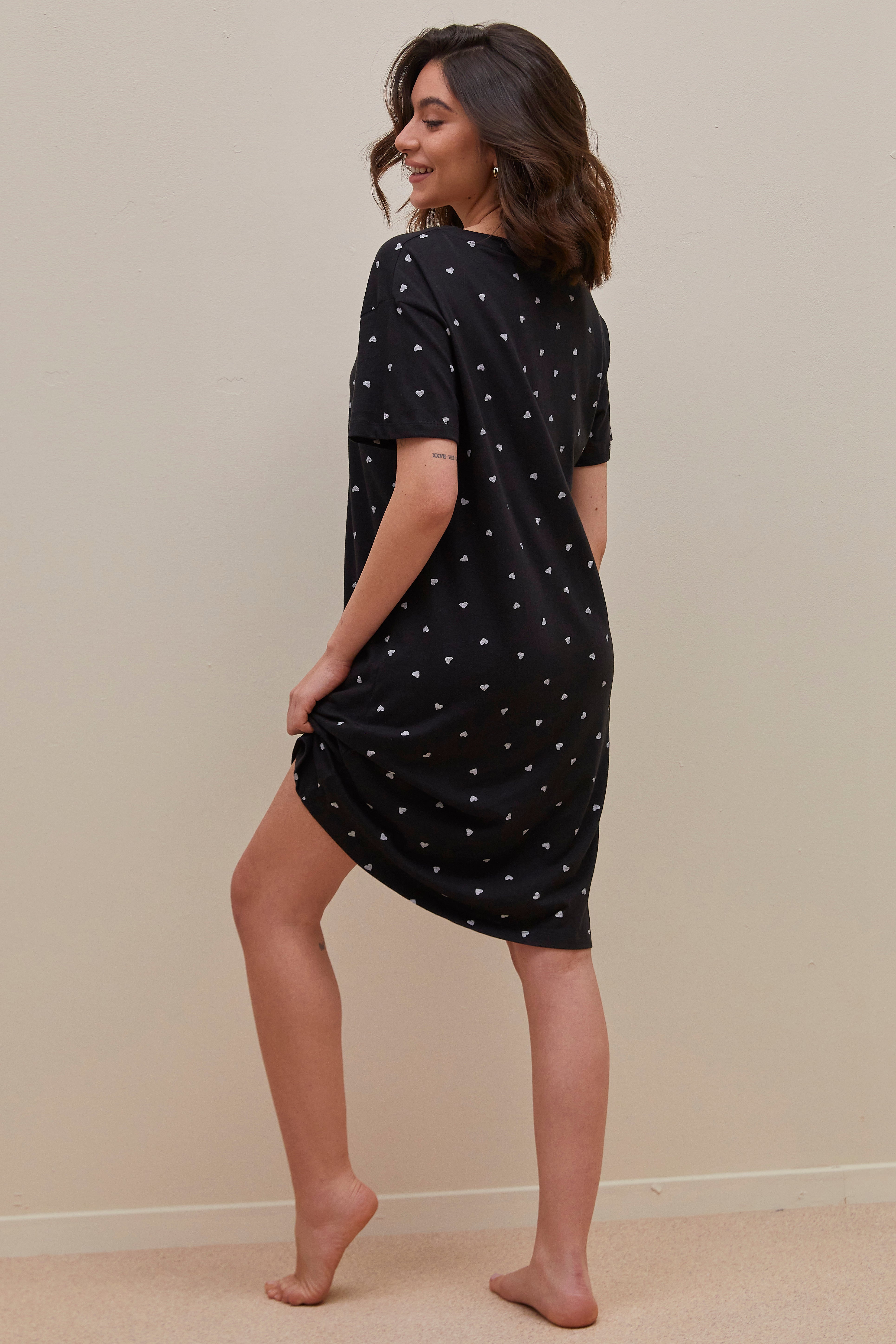 כותונת קצרה לבבות 100% כותנה