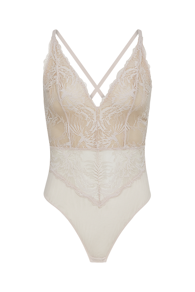 בגד גוף חוטיני תחרת עלים