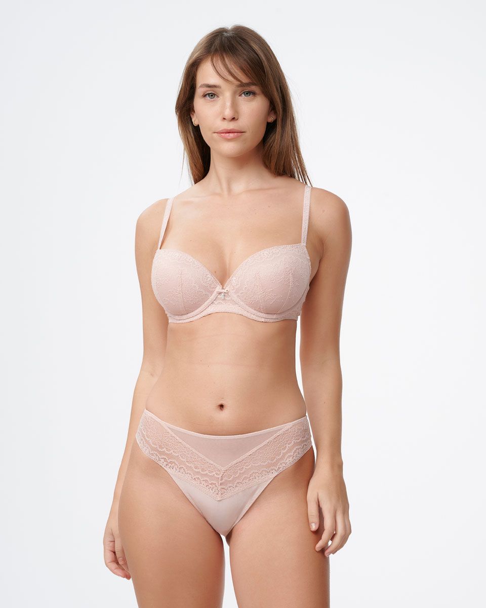 חזיית פוש אפ מרופדת עם ברזלים מתחרת פרחים