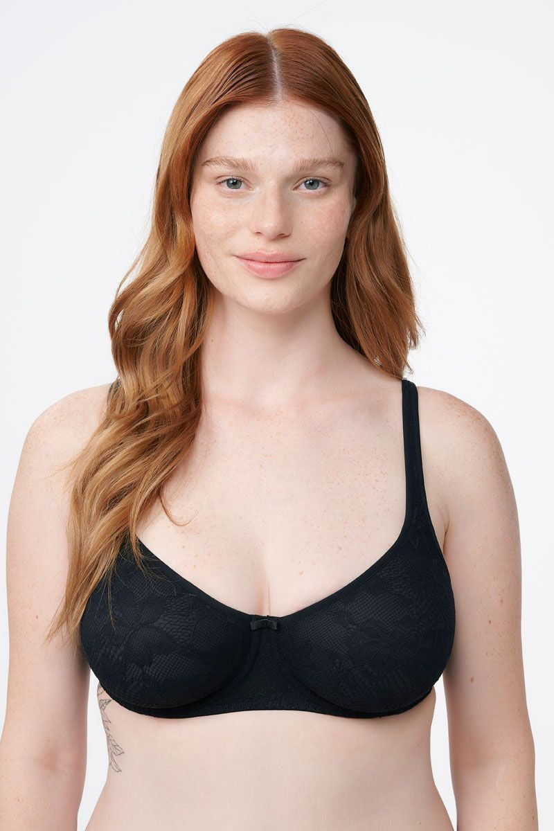 חזיית ללא ריפוד עם ברזלים מבד תחרה אלסטית במיוחד