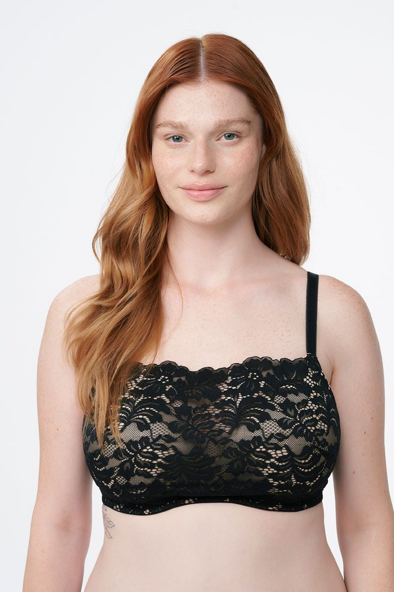 חזיית תחרה מרופדת במראה סטרפלס עם ברזלים נסתרים