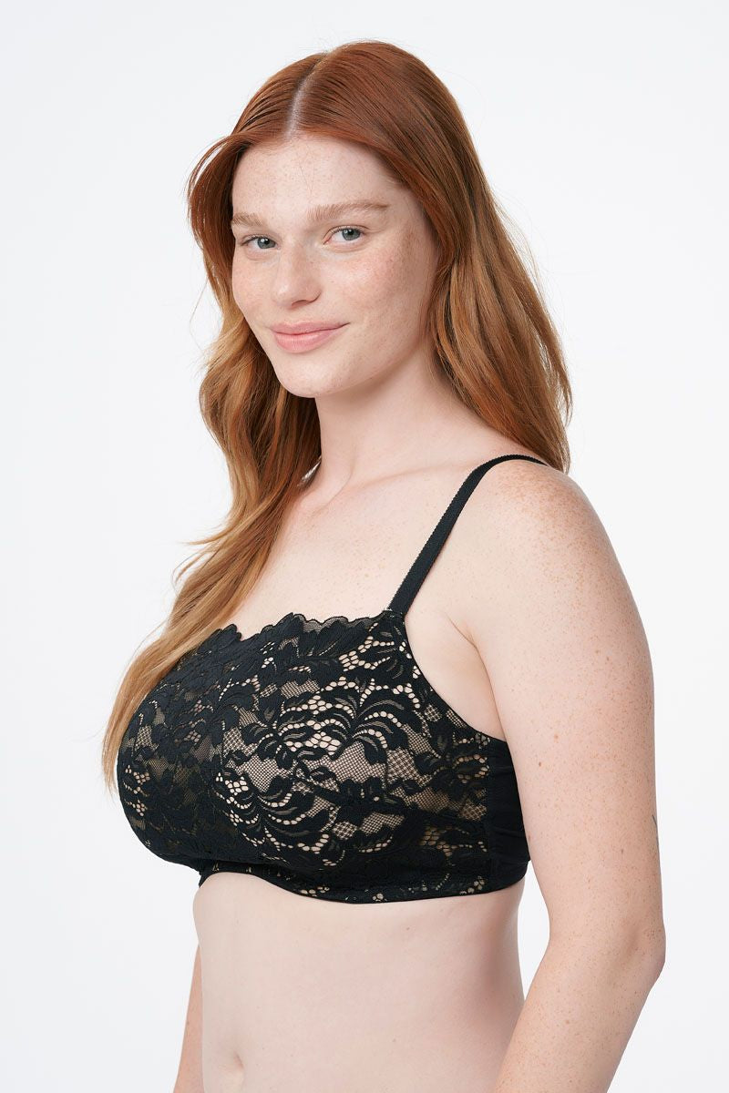 חזיית תחרה מרופדת במראה סטרפלס עם ברזלים נסתרים