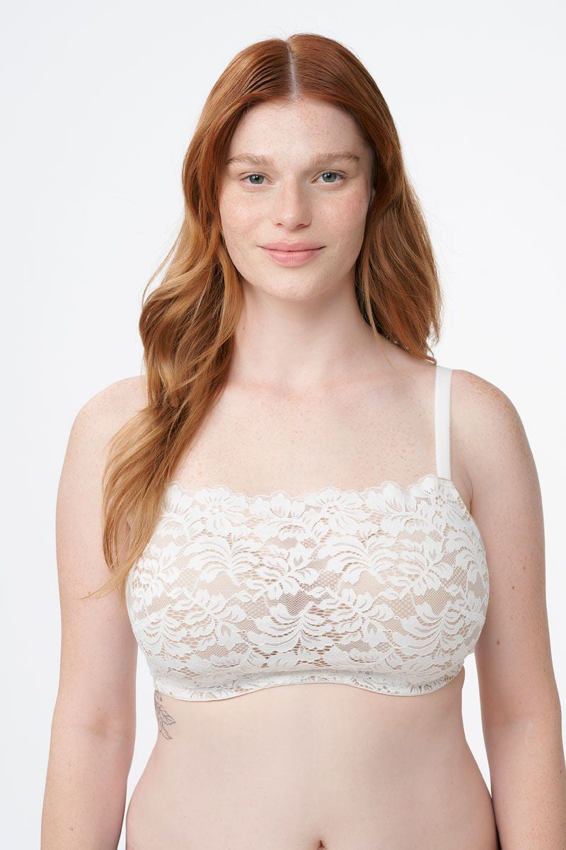 חזיית תחרה מרופדת במראה סטרפלס עם ברזלים נסתרים