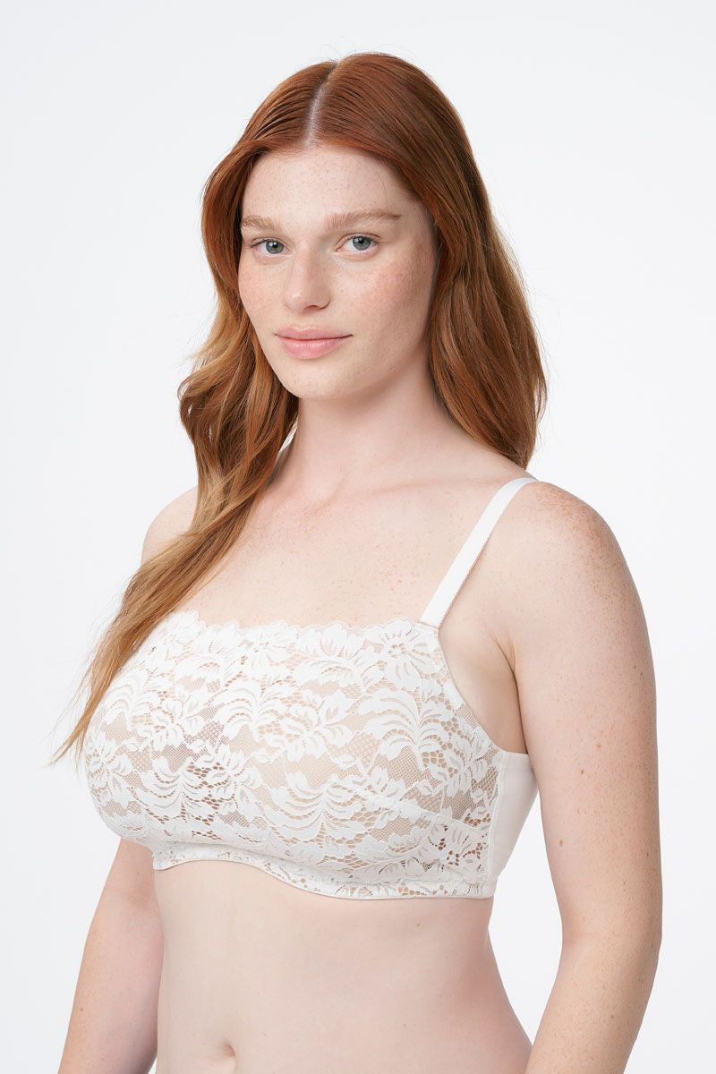 חזיית תחרה מרופדת במראה סטרפלס עם ברזלים נסתרים