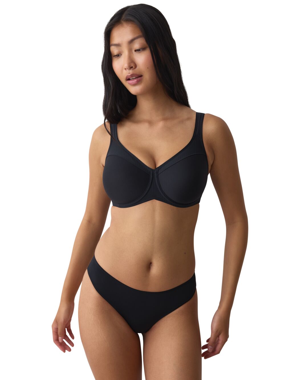 Modern Soft+Cotton W01 - חזיית מינימייזר ללא ריפוד שחור