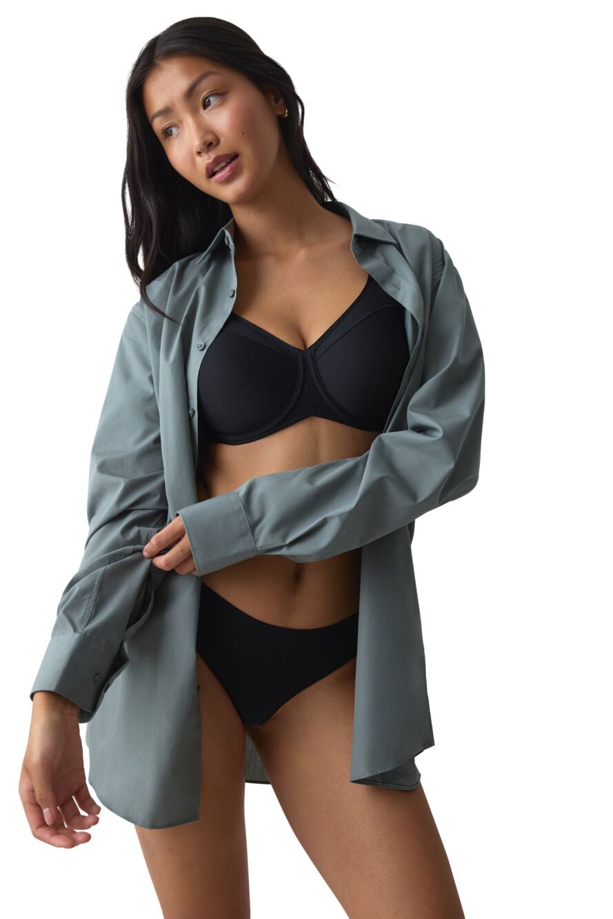 Modern Soft+Cotton W01 - חזיית מינימייזר ללא ריפוד שחור