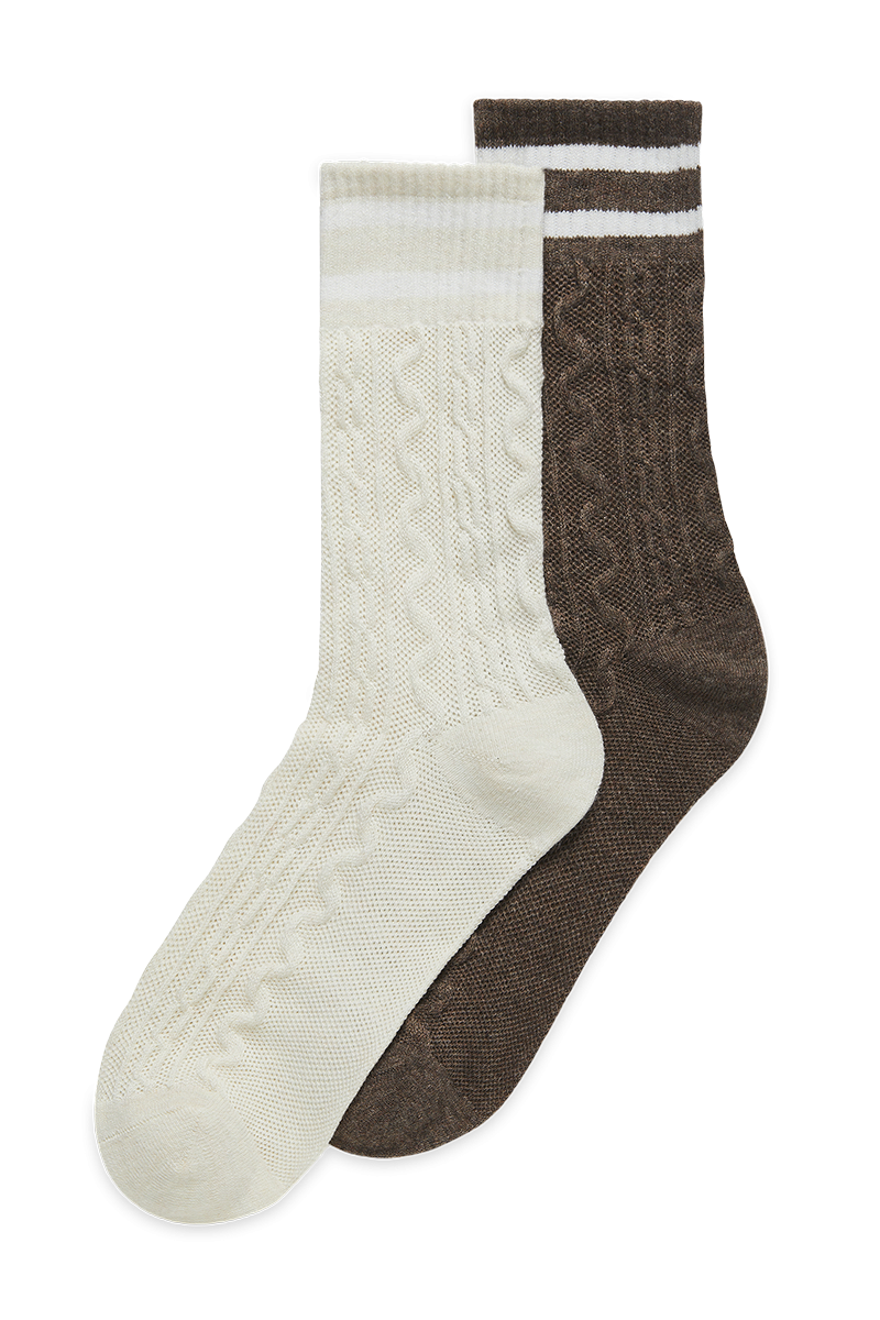 2 זוגות גרבים בארוך קלאסי צמות