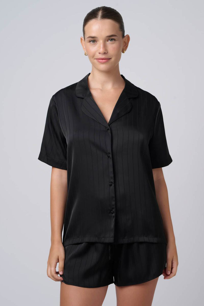 סט פיג'מה סאטן פסים