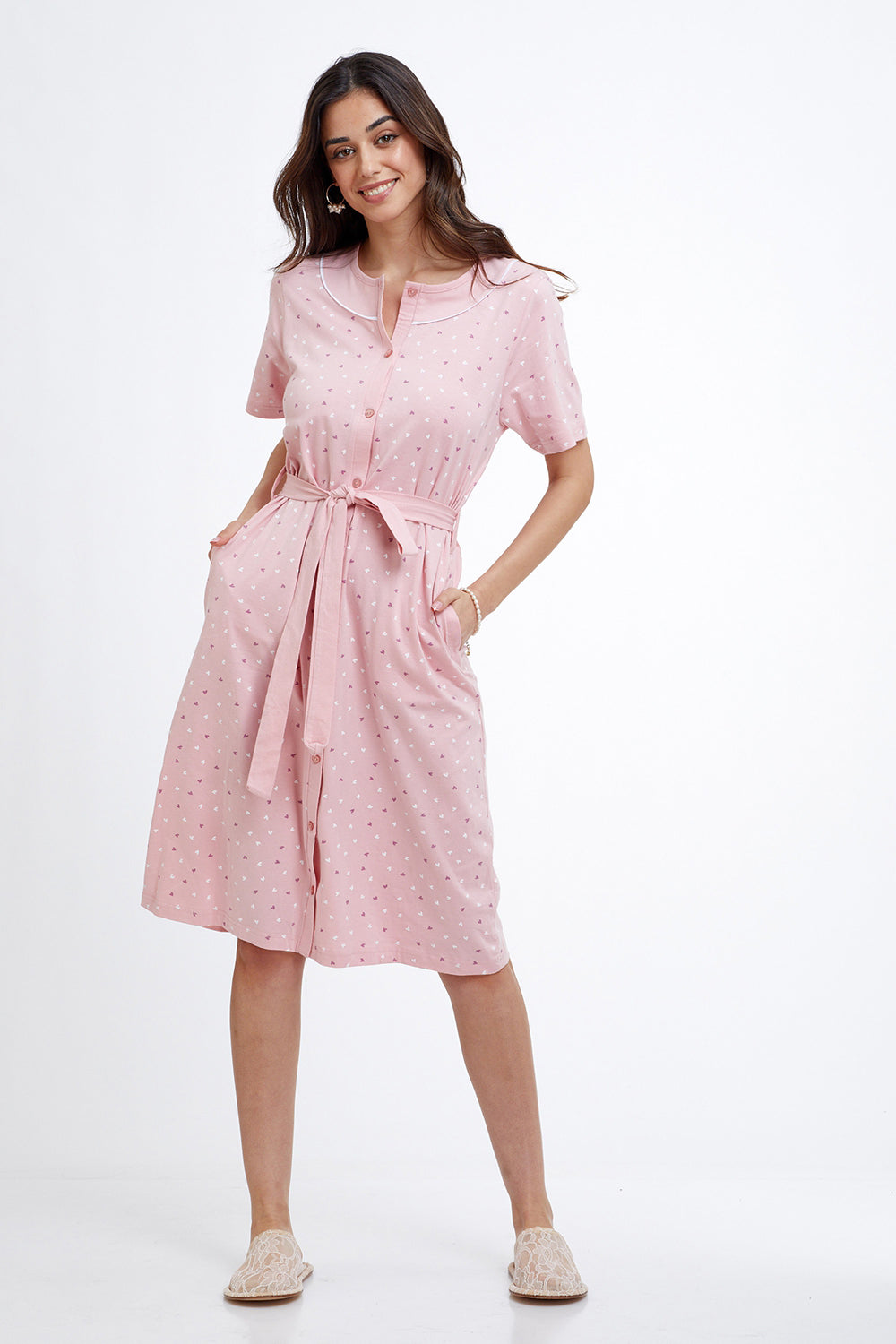 Robe Hearts Cotton כותונת לילה