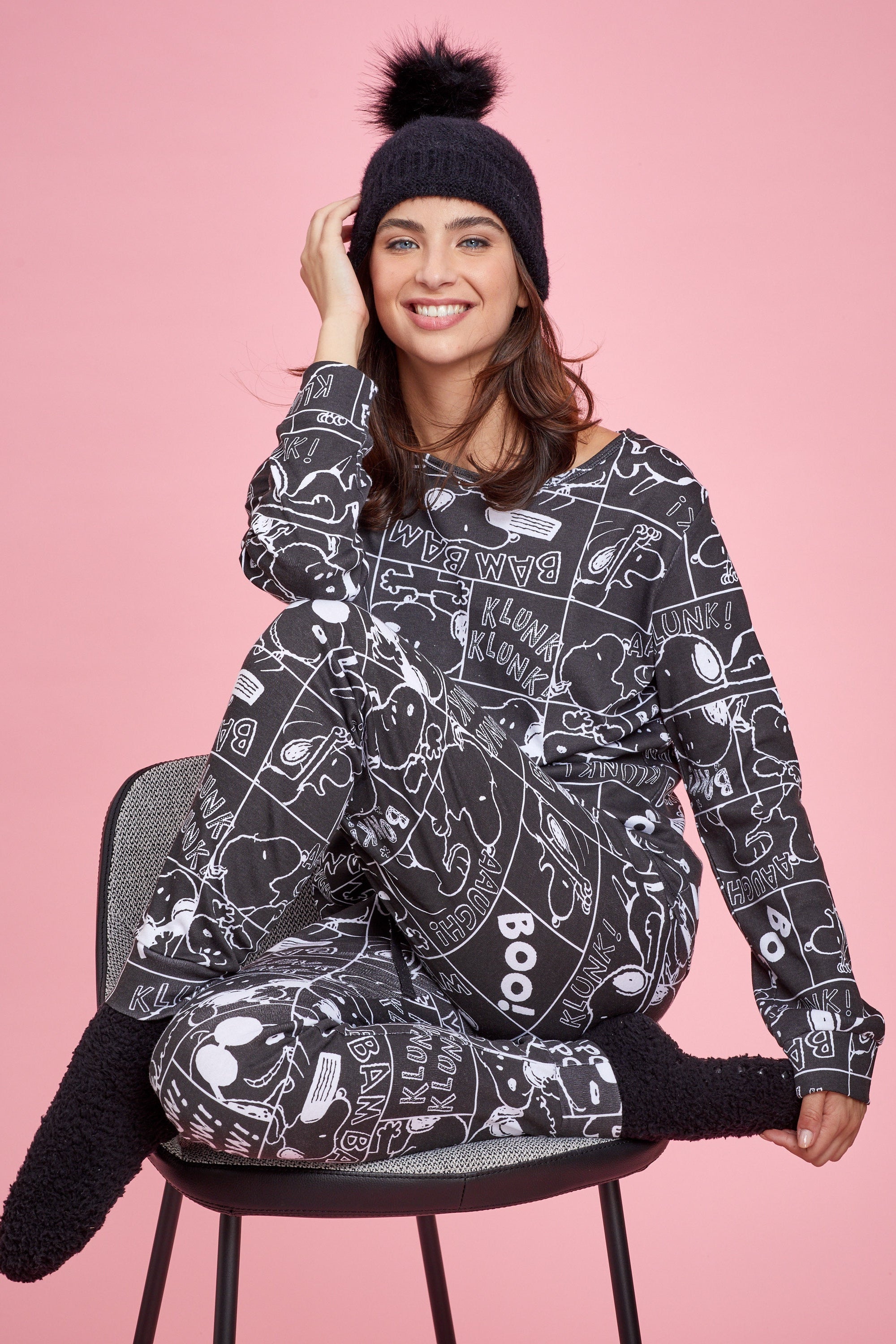 פיג'מה סנופי קומיקס מודפס אינטרלוק