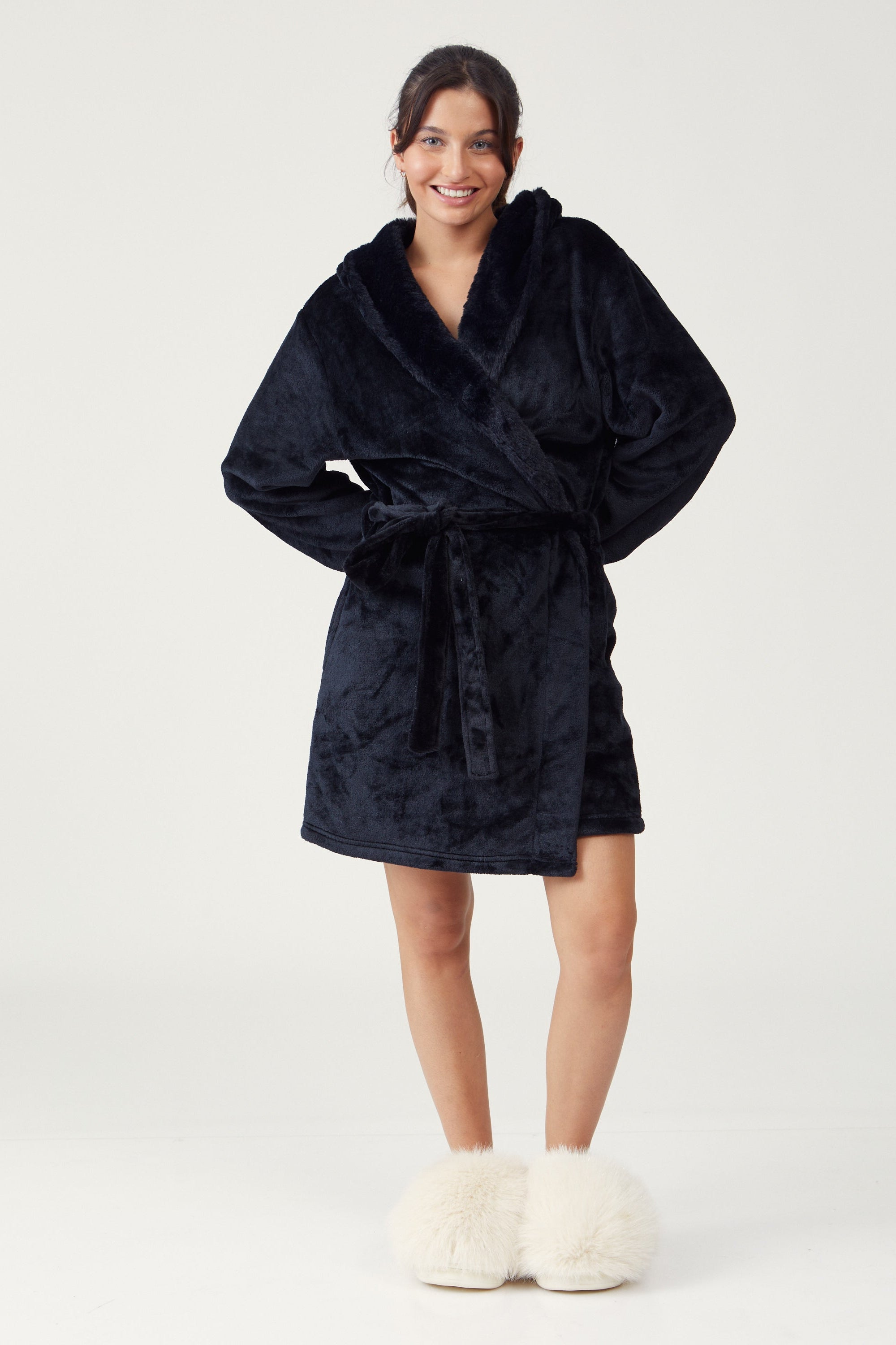 Flanel Fluffy Short Robe