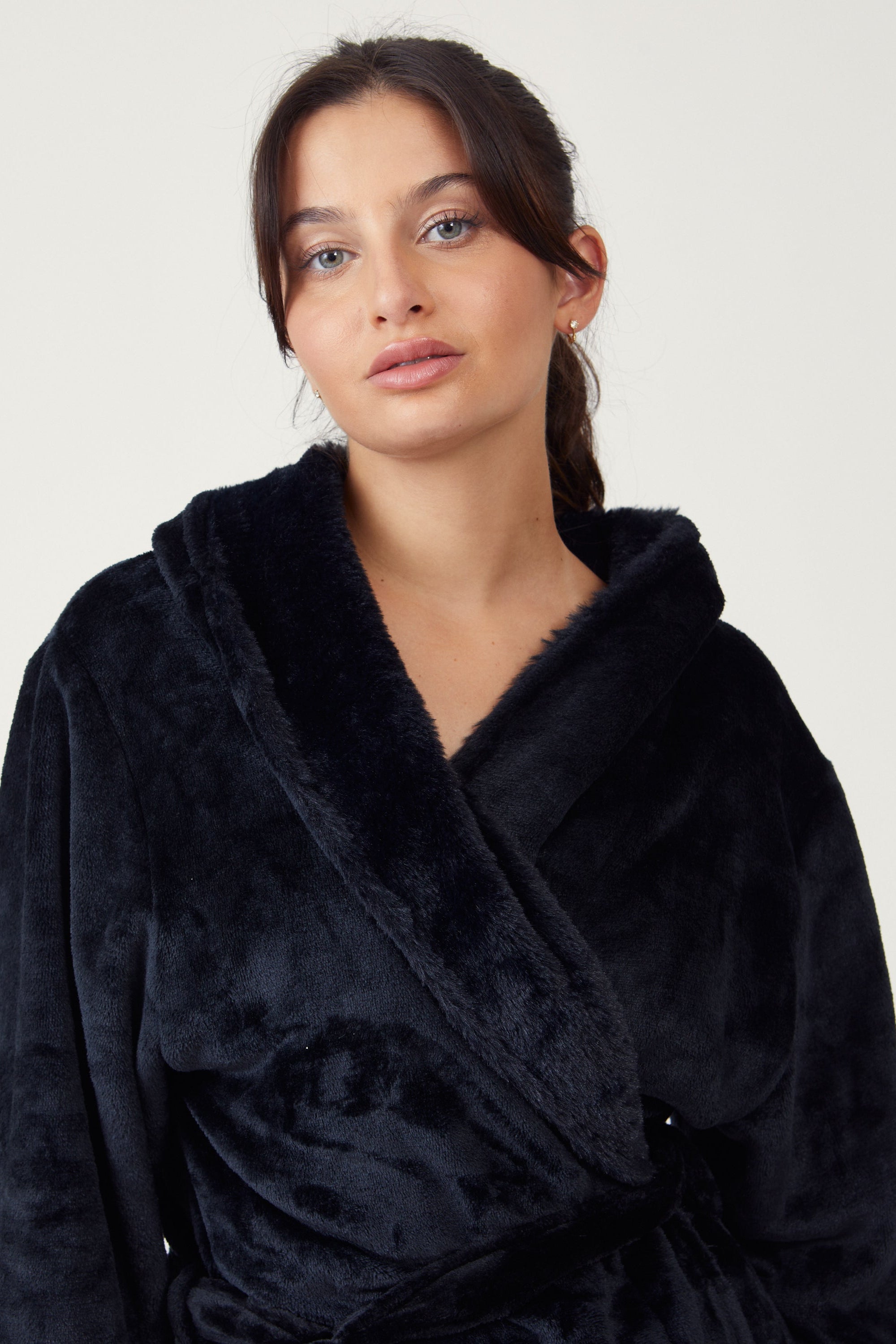 Flanel Fluffy Short Robe