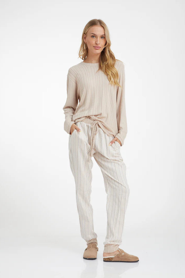 Rib viscose checks פיג'מת ריב פלנל