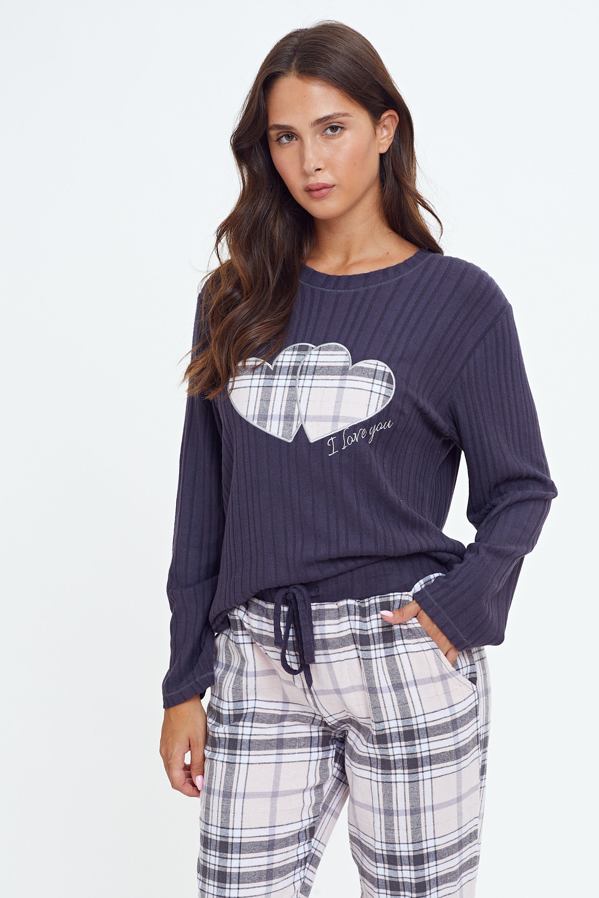 פיג'מה ריב ויסקוזה מכנס משבצות