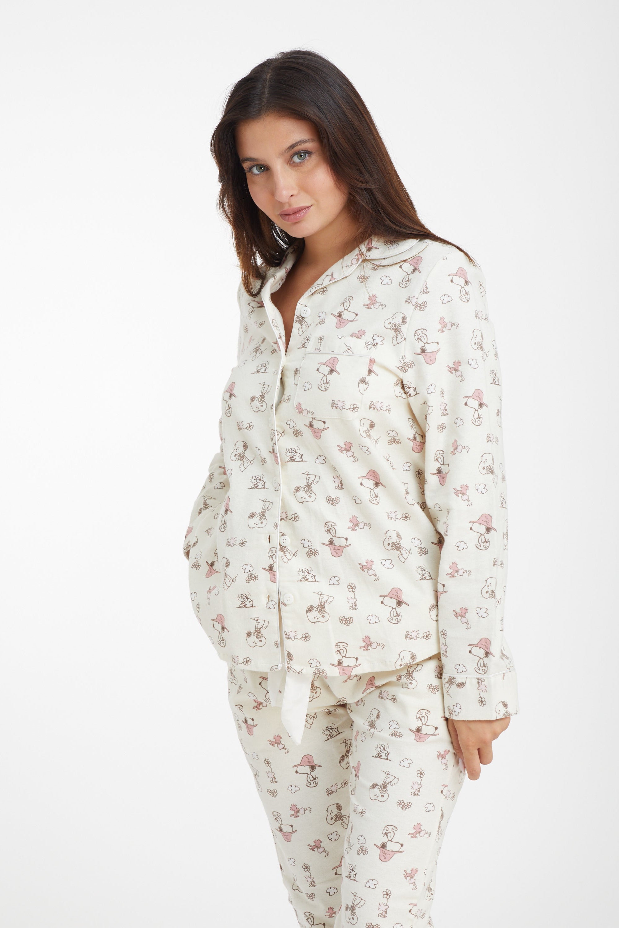 פיג'מה סנופי מכופתרת אינטרלוק